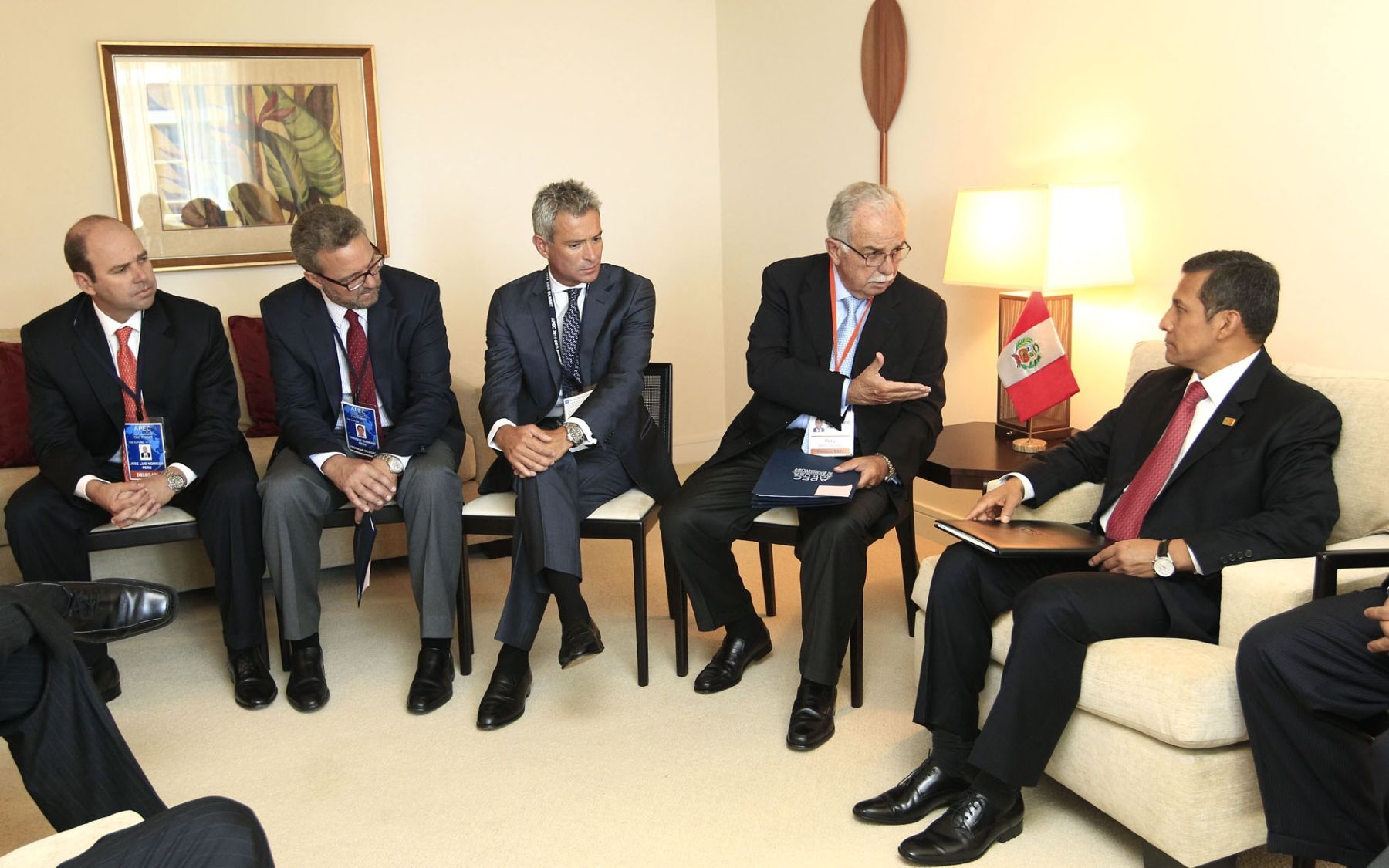 El Jefe de Estado, Ollanta Humala, se reunió con los empresarios del Consejo Consultivo Empresarial (ABAC). En la cita también participó el ministro de Economía, Luis Miguel Castilla