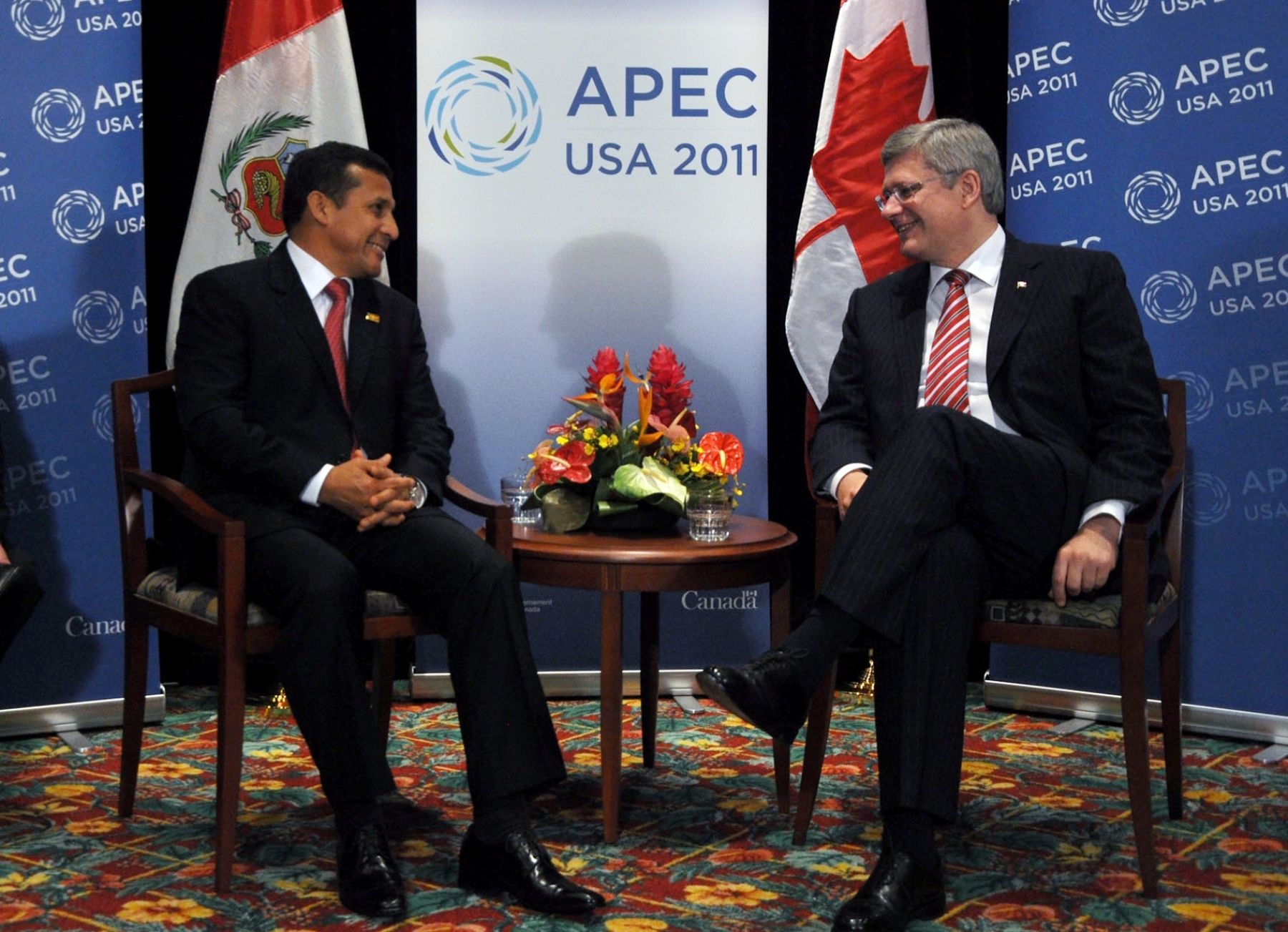 El presidente Ollanta Humala Tasso sostuvo una Reunión Bilateral con el Primer Ministro de Canadá, Stephen Harper.
 Foto: ANDINA/ Prensa Presidencia.
