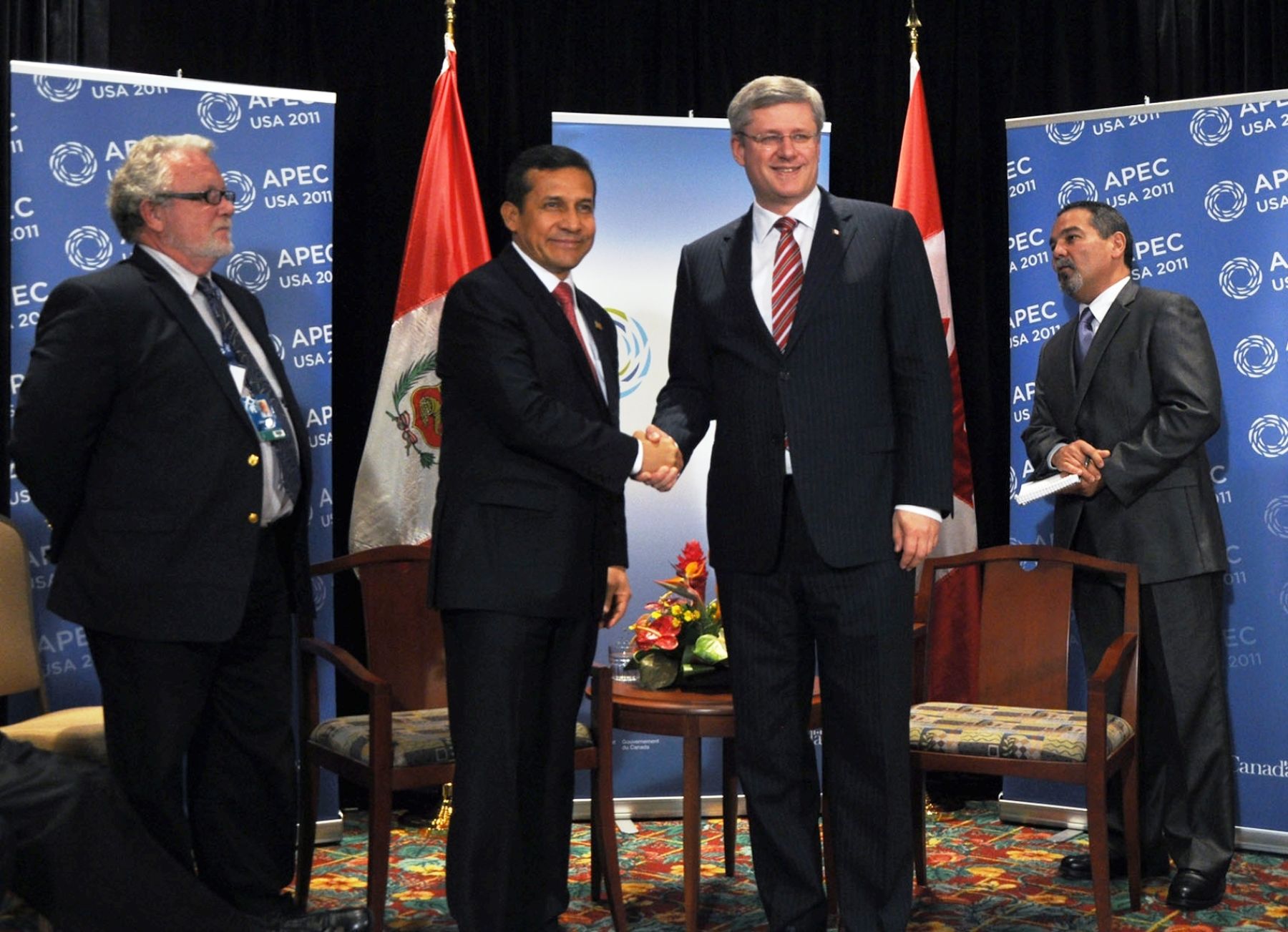 Presidente  de la República, Ollanta Humala Tasso, sostuvo una Reunión Bilateral con el Primer Ministro de Canadá, Stephen Harper.
Foto: ANDINA/Prensa Presidencia.