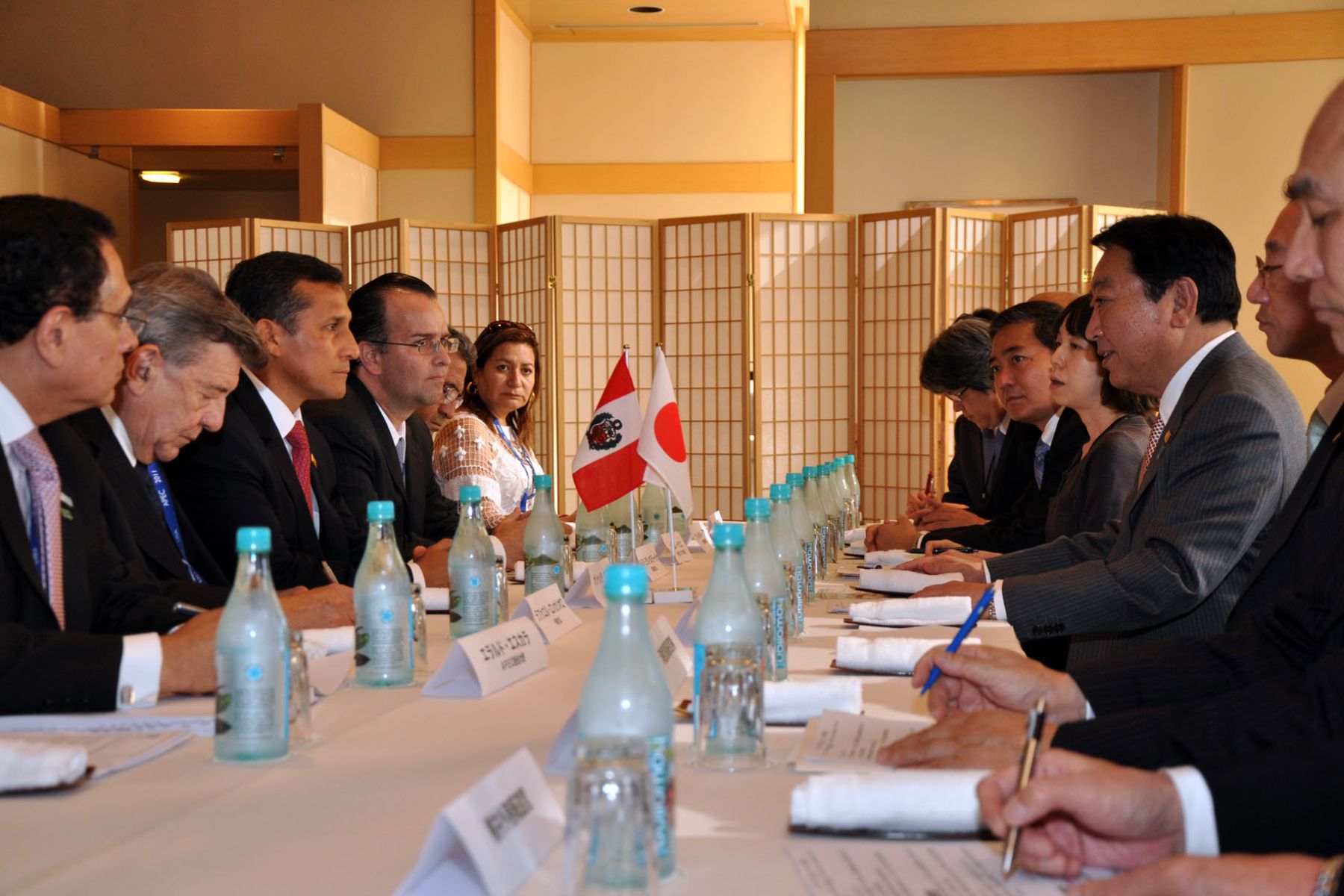 Presidentede la República Ollanta Humala Tasso sostuvo una reunión con el Primer Ministro de Japón.
Foto: ANDINA /Prensa Presidencia.