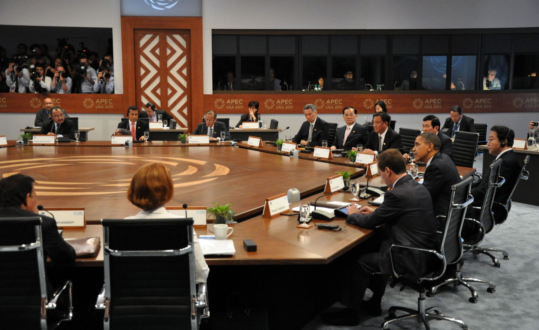 Presidente  de la República, Ollanta Humala, participa hoy, domingo 13 de noviembre de 2011, durante la sesión inaugural de la cumbre Asia-Pacífico (APEC), que tiene lugar en Ko Olina, en las islas Hawái (EEUU). 
 Foto: ANDINA/Prensa Presidencia.