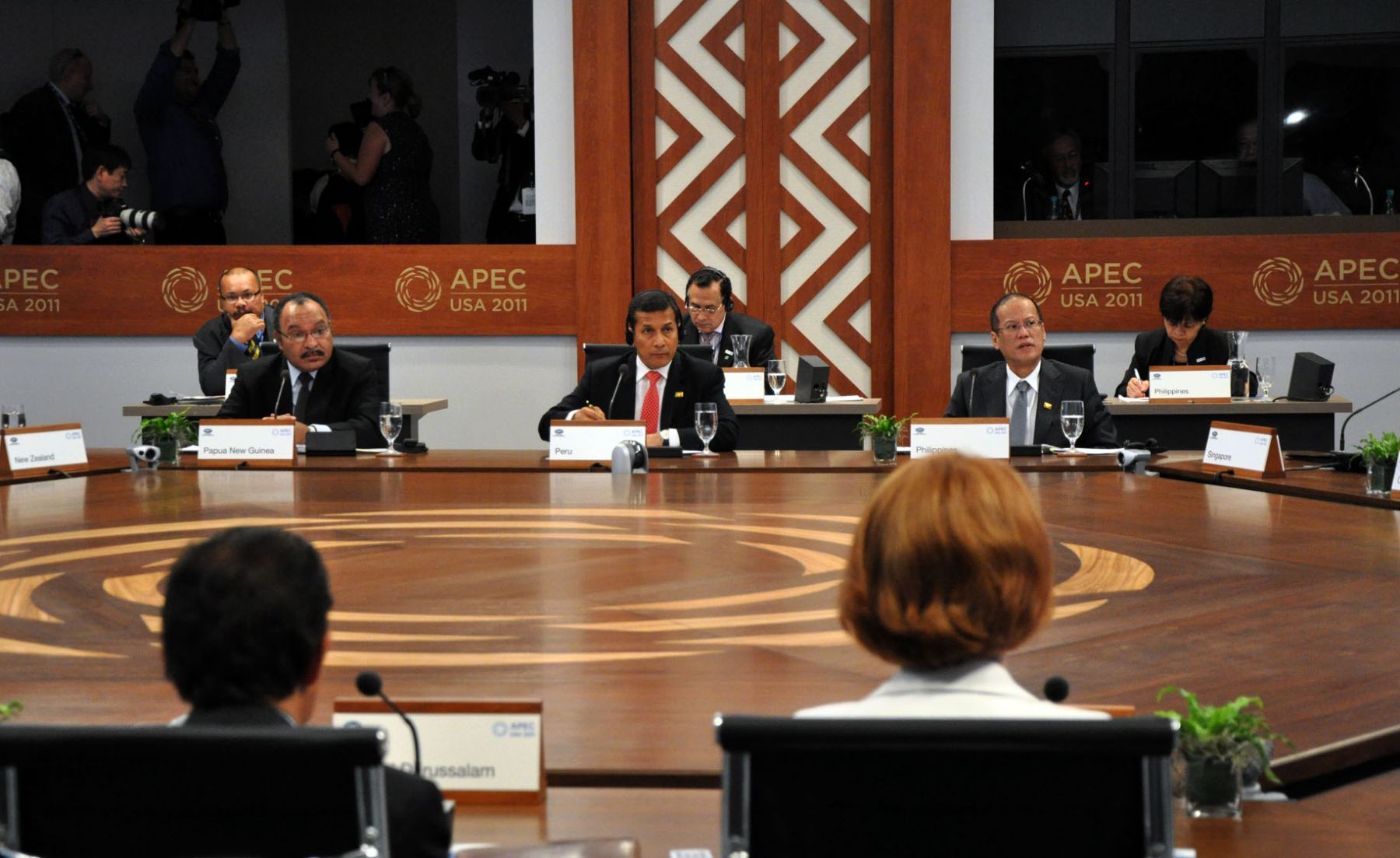 Presidente  de la República, Ollanta Humala, participa hoy, domingo 13 de noviembre de 2011, durante la sesión inaugural de la cumbre Asia-Pacífico (APEC), que tiene lugar en Ko Olina, en las islas Hawái (EEUU). 
 Foto: ANDINA/Prensa Presidencia.