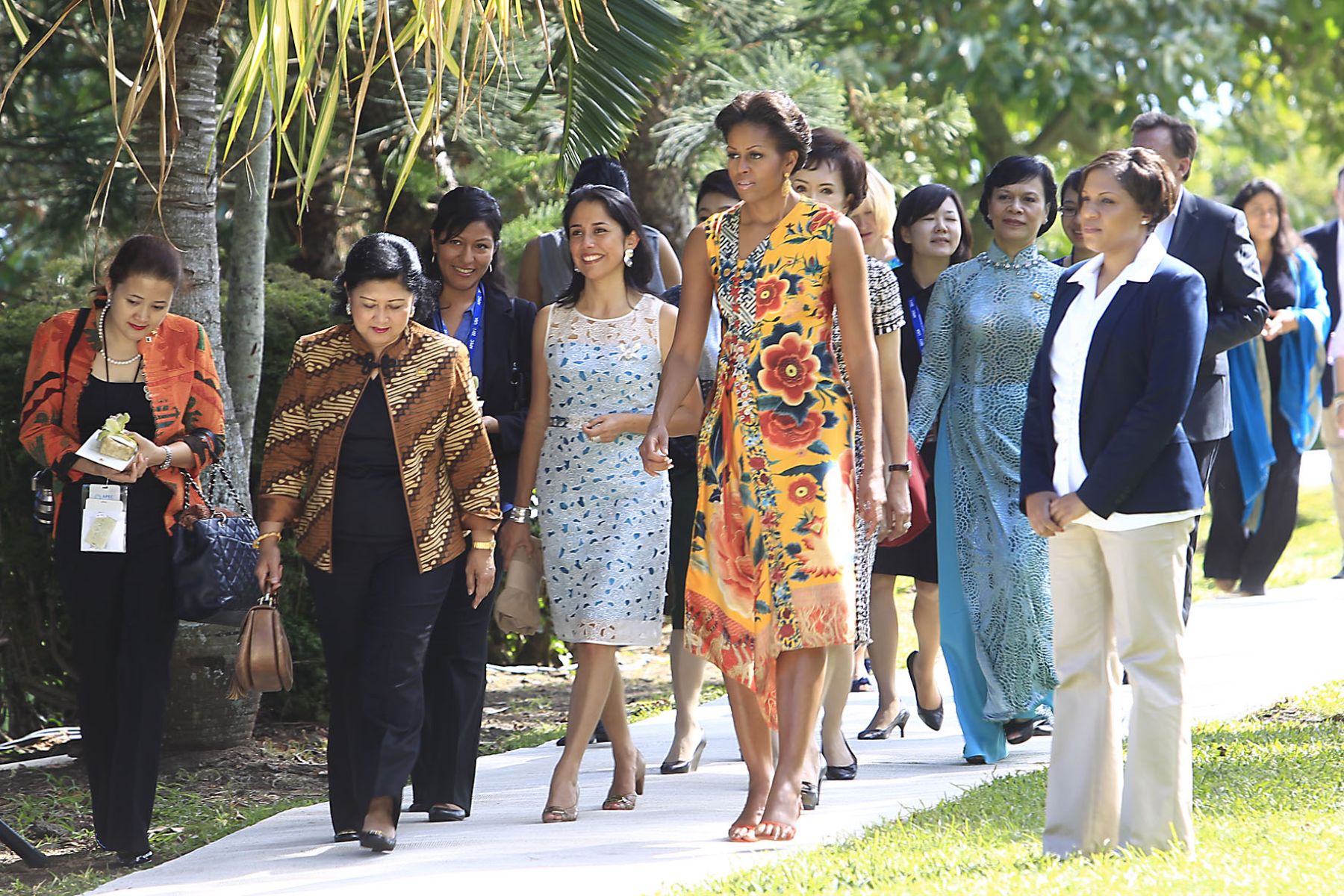 Primera Dama de la Nación, Nadine Heredia, participó en  recepción ofrecida por Michelle Obama.
Foto: ANDINA/Prensa Presidencia