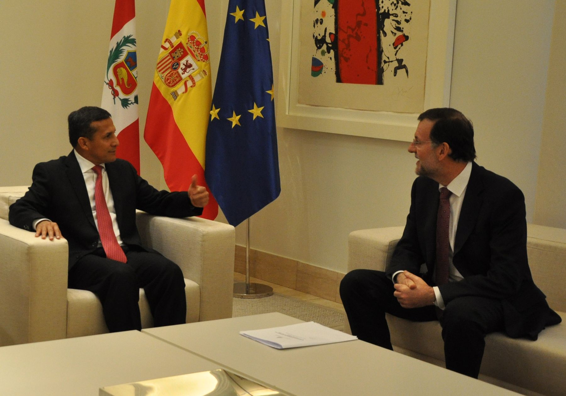 Presidente Ollanta Humala se reúne con presidente del gobierno español, Mariano Rajoy.