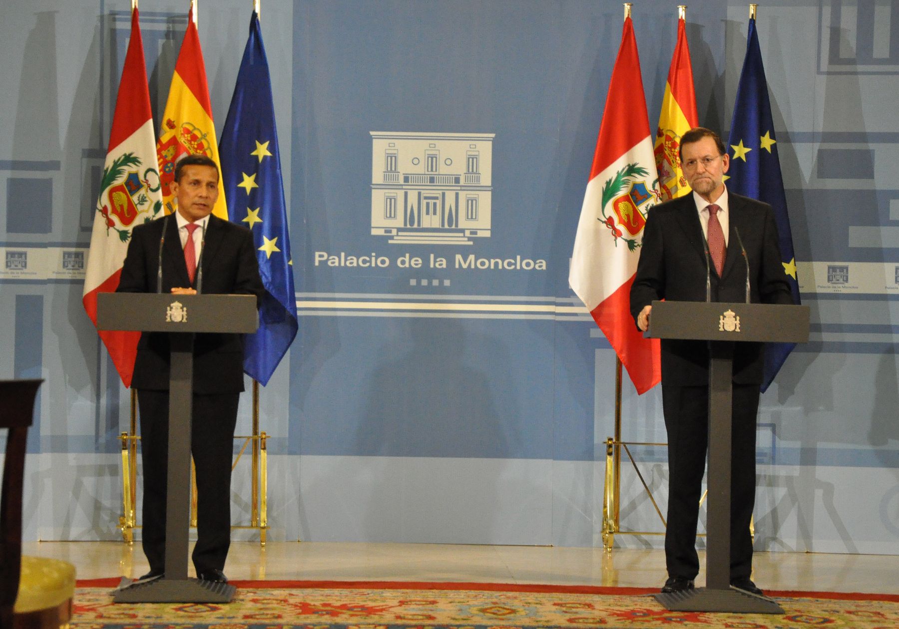 Presidente Ollanta Humala y presidente del gobierno español, Mariano Rajoy en conferencia de prensa.Foto: ANDINA/Prensa Presidencia