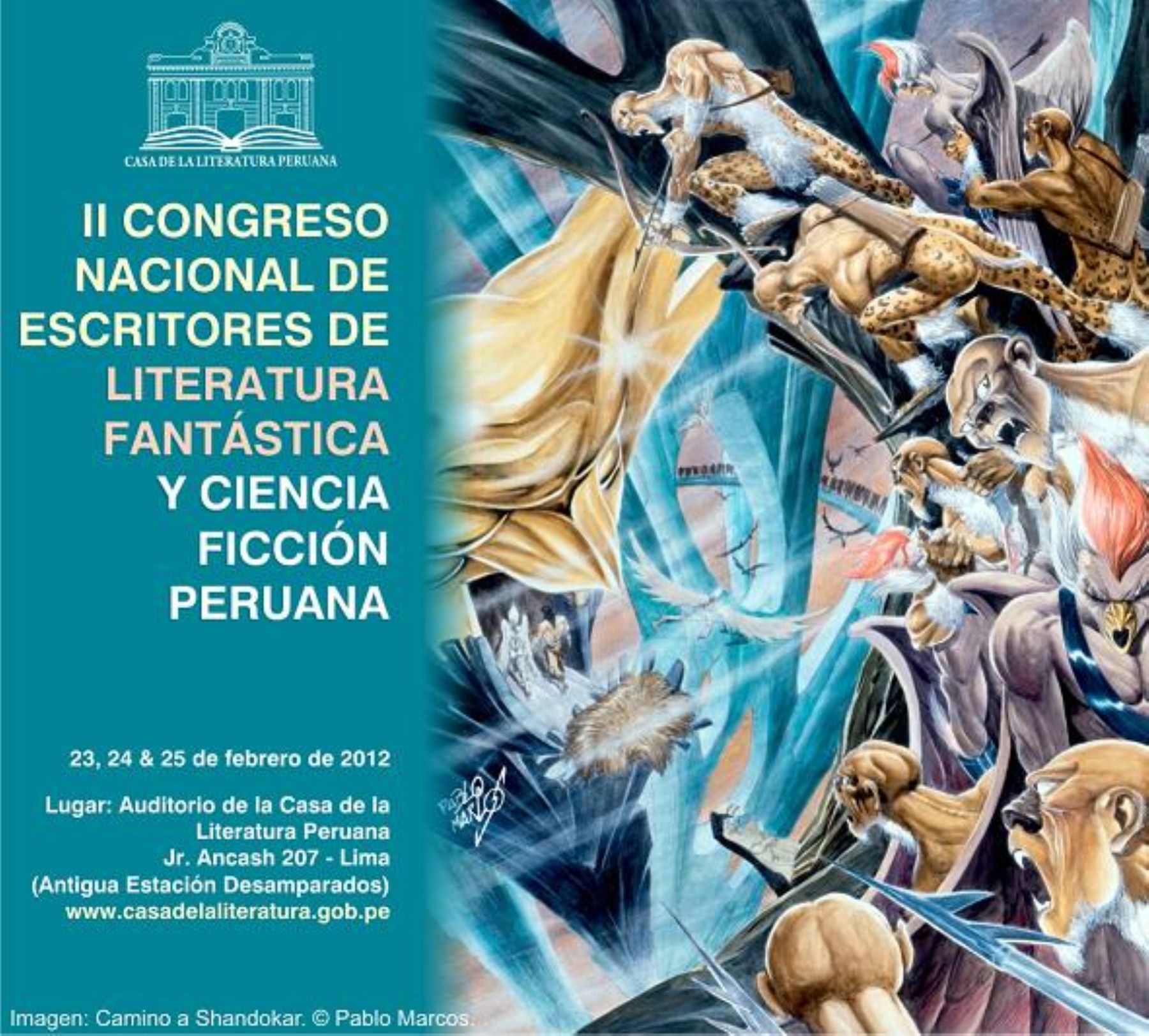 Afiche del II Congreso Nacional de Escritores de Literatura Fantástica y Ciencia Ficción Peruana.