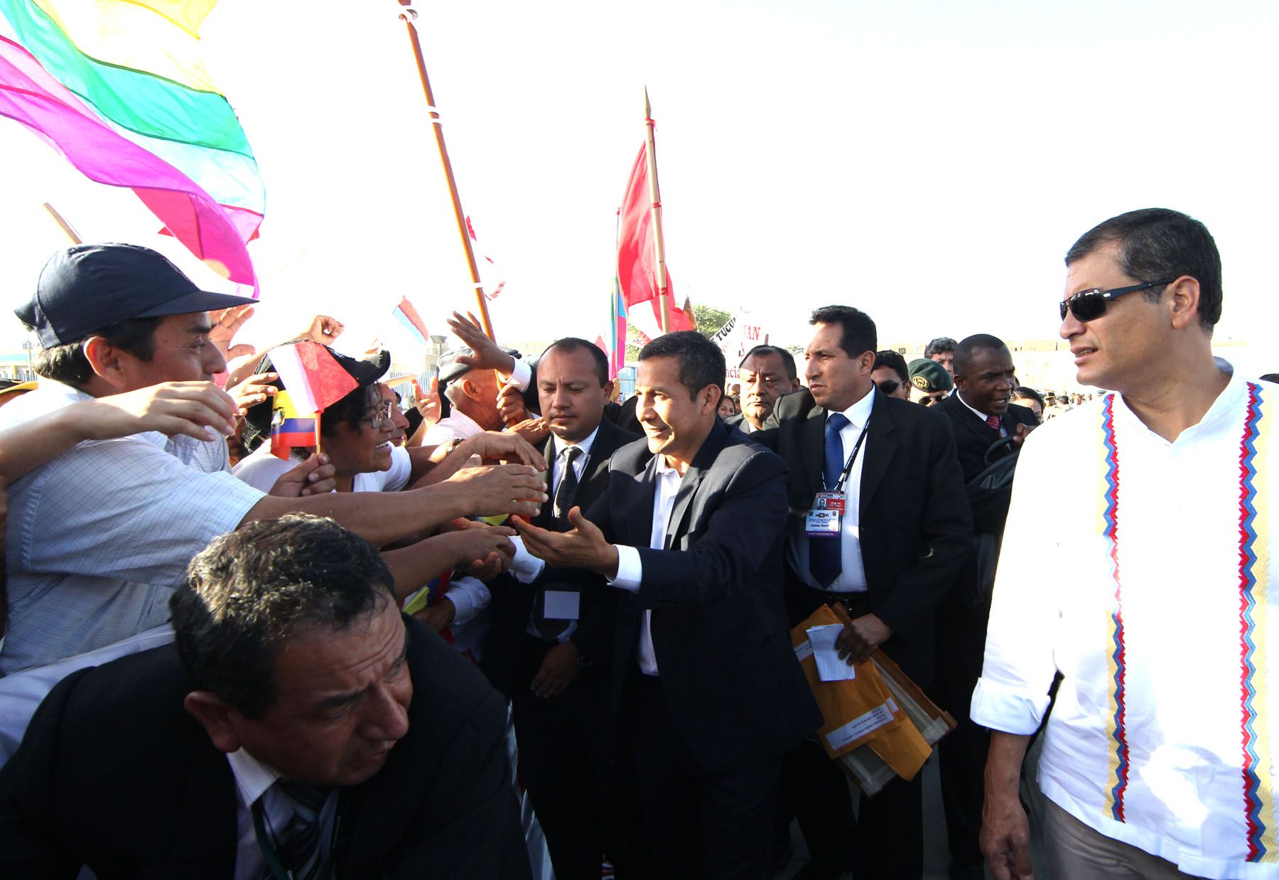 El Presidente de la República Ollanta Humala, junto a su homólogo de Ecuador, Rafael Correa, en el museo Tumbas reales de Sipan, en la ciudad de Chiclayo.
Foto: ANDINA/ Carlos Lezama.