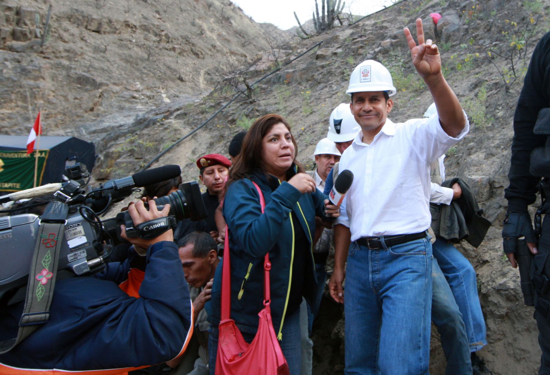 Presidente  Ollanta Humala participó en  rescate de mineros en mina "Cabeza Negro" en Ica.
Foto: ANDINA/Norman Córdova.