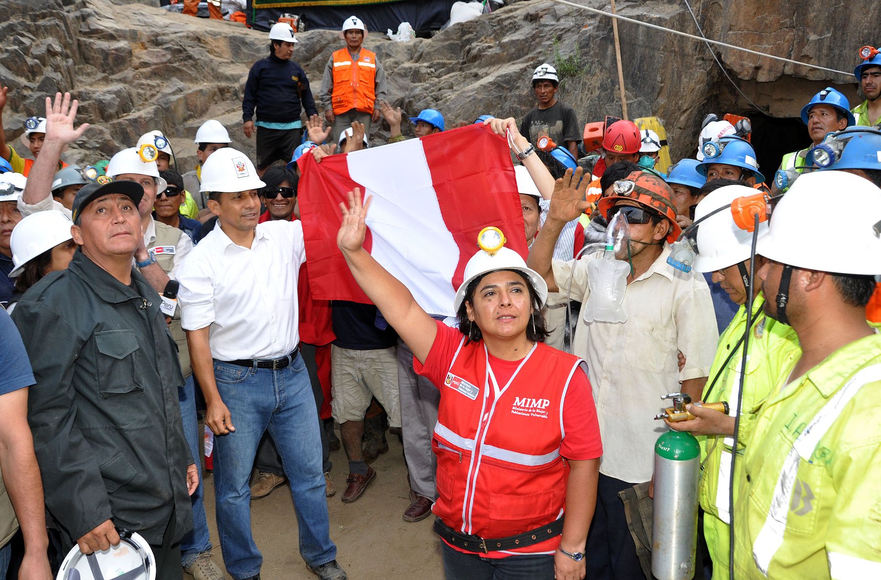 Presidente de la República, Ollanta Humala participó en exitoso rescate de mineros en mina "Cabeza Negro" en Ica. Foto: ANDINA/Prensa Presidencia