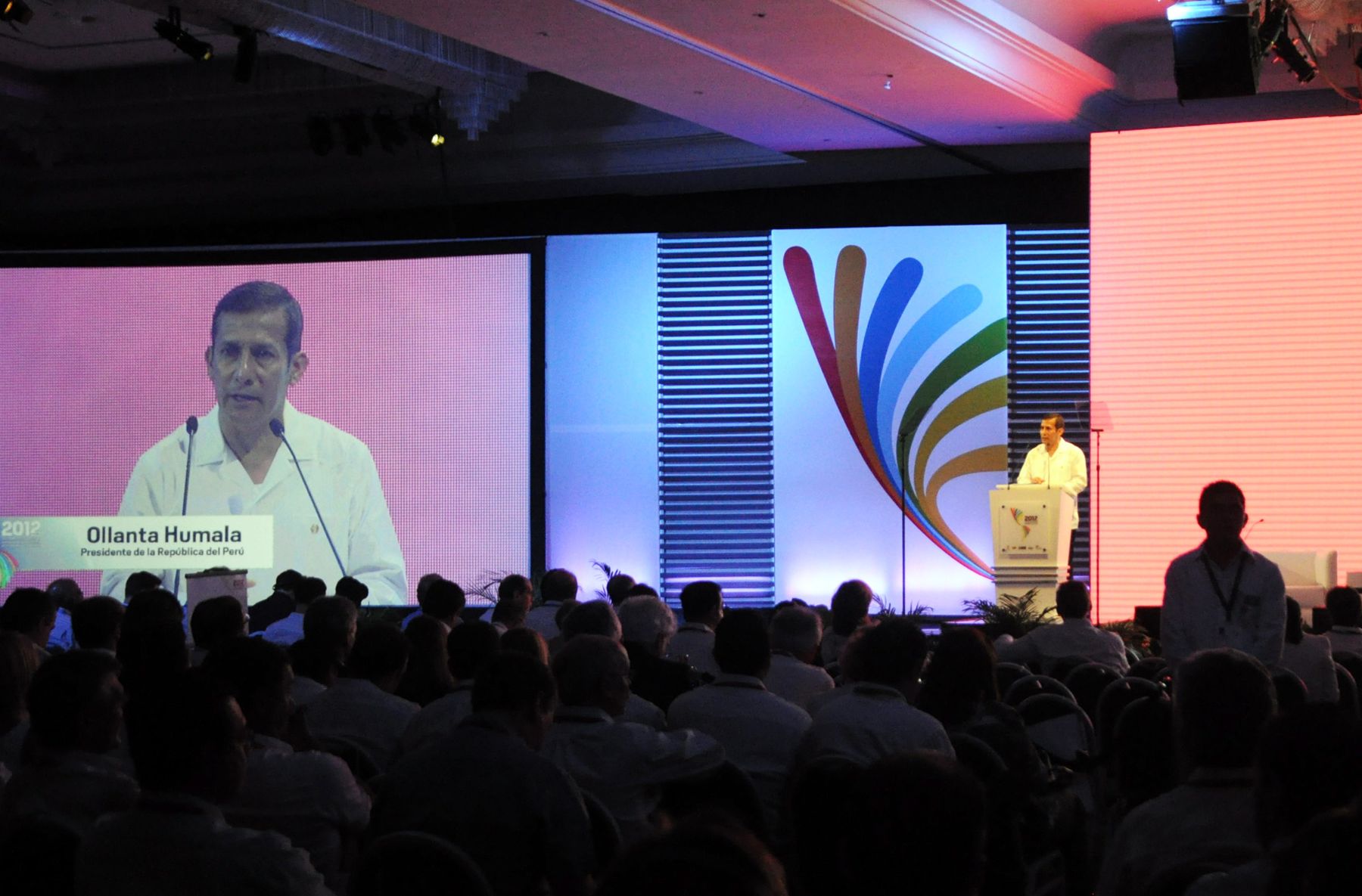 Presidente de la República Ollanta Humala interviene en la Cumbre Empresarial de las Américas, previo a la inauguración de la VI Cumbre de Jefes de Estado y de Gobierno. ANDINA/Prensa Presidencia.