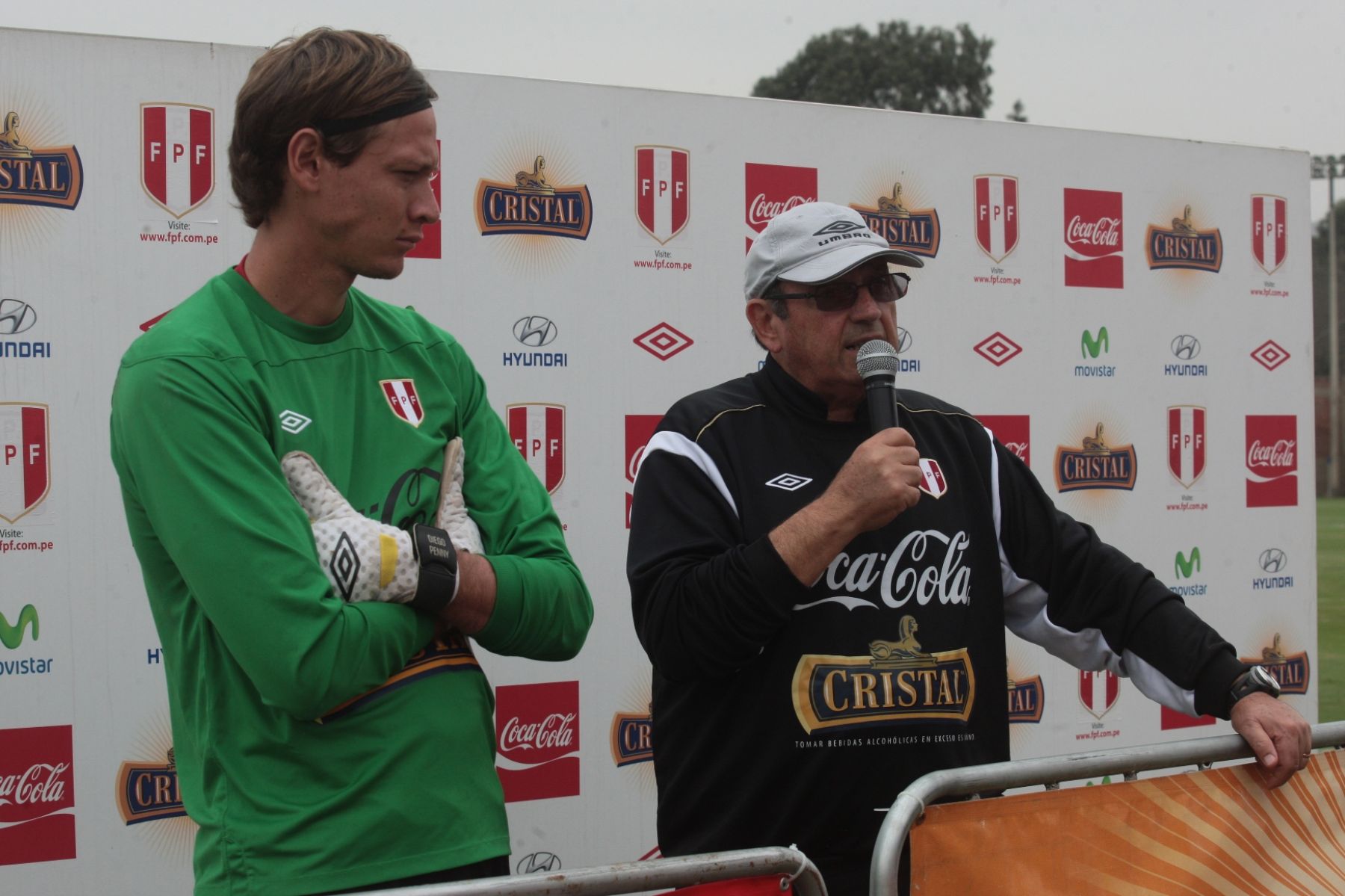 Declaraciones del entrenador de la selección Sergio Markarián y el arquero Diego Penny.
Foto: ANDINA/Juan Carlos Guzmán Negrini.