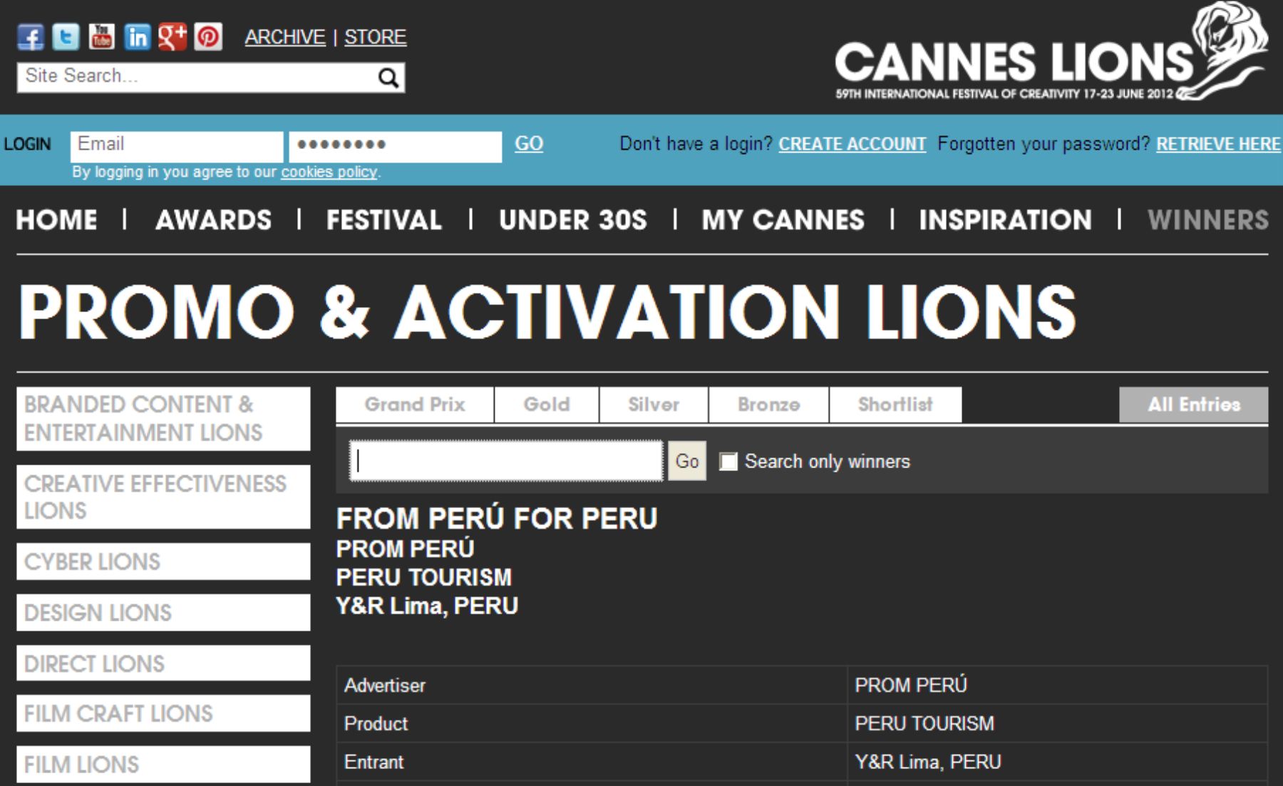 Documental "Marca Perú" ganó dos leones de bronce en festival Cannes Lions 2012. Foto: Captura.