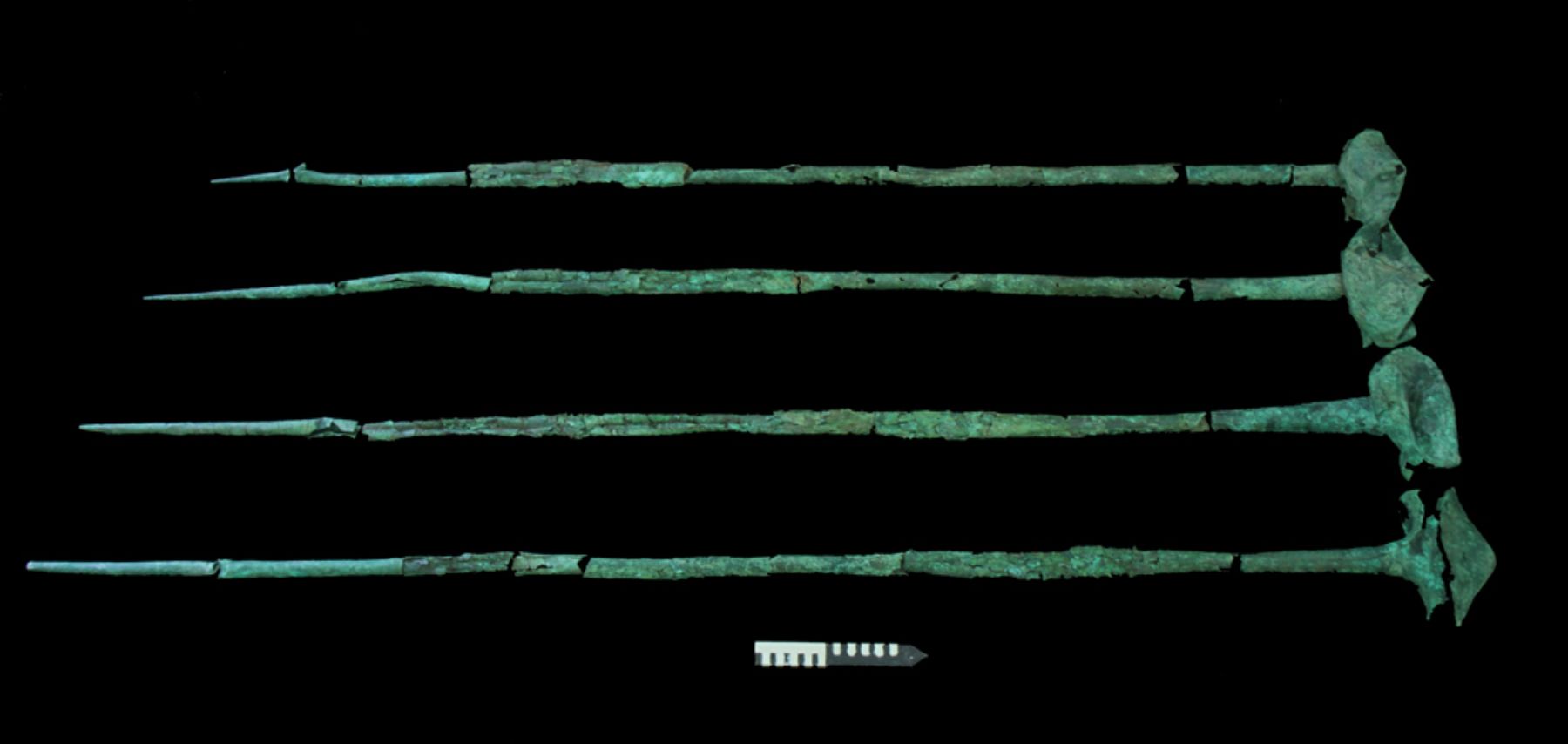 Porras de cobre usadas por guerrero del pututo serán exhibidas en el museo de sitio Huaca Rajada-Sipán (Lambayeque).
