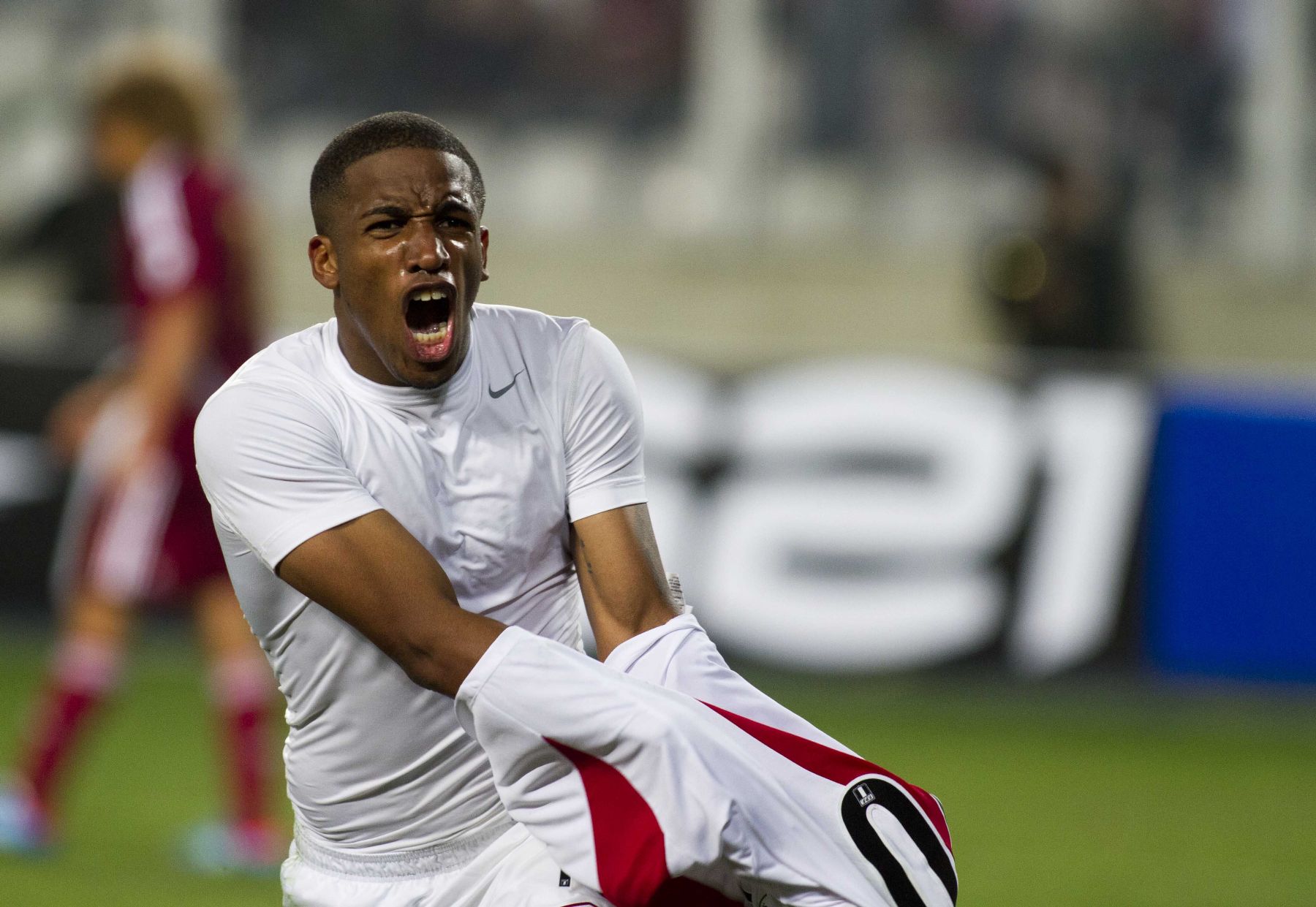 Jefferson Farfan celebra su segundo gol contra Venezuela. FOTO: ANDINA/Marco del Rio