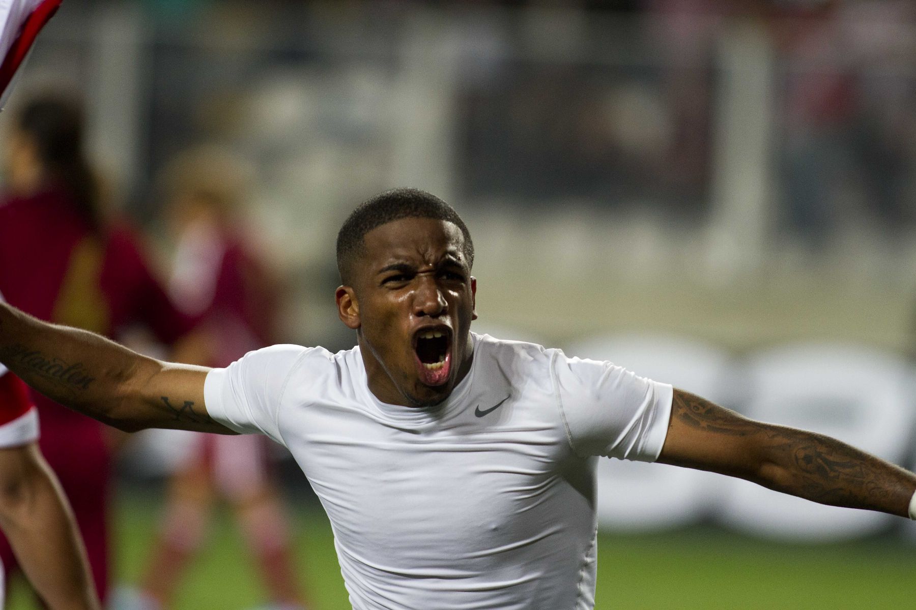 Jefferson Farfan celebra su segundo gol contra Venezuela. FOTO: ANDINA/Marco del Rio