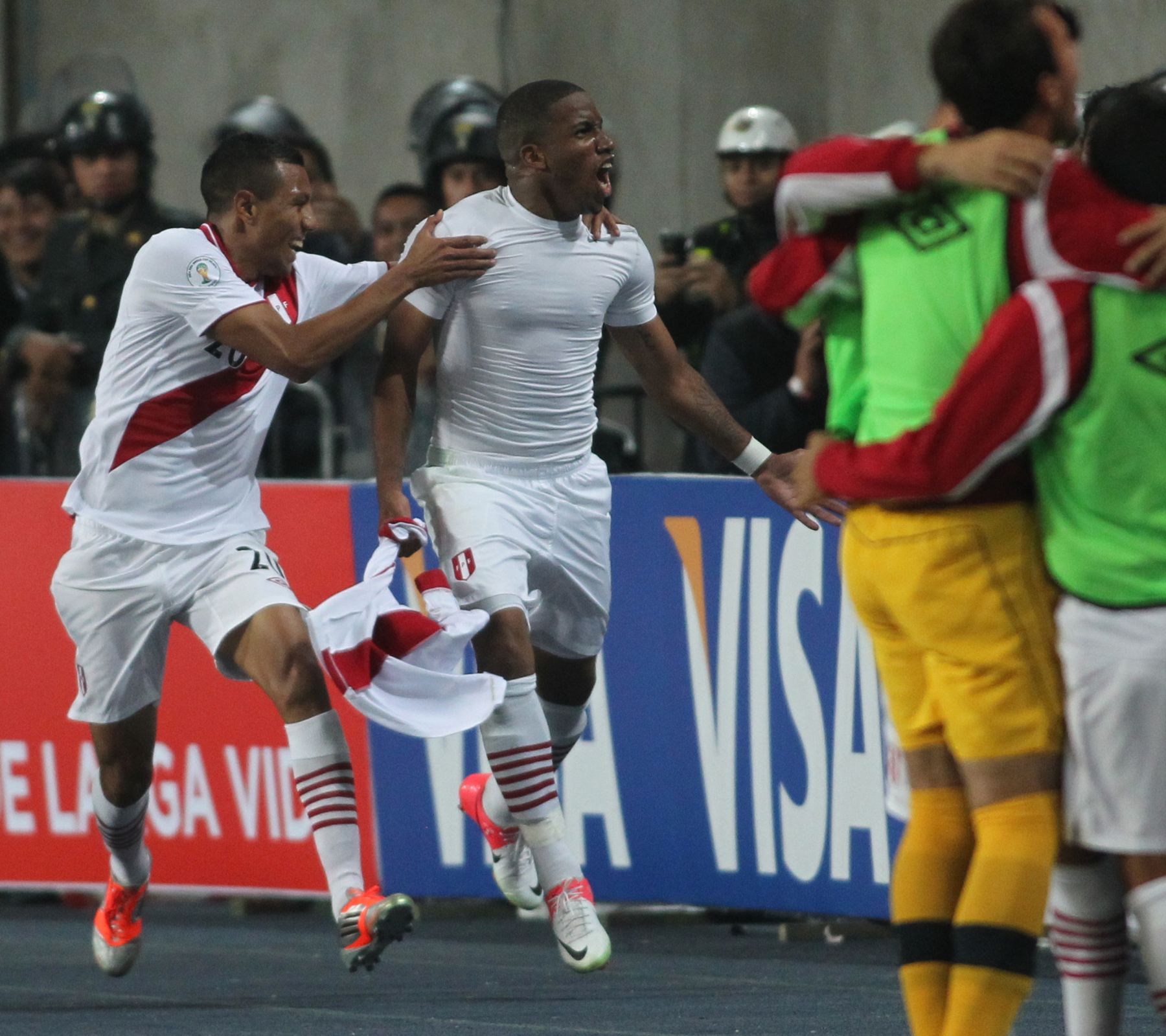 Jefferson Farfan celebra su segundo gol contra Venezuela.Foto: ANDINA/Carlos Lezama