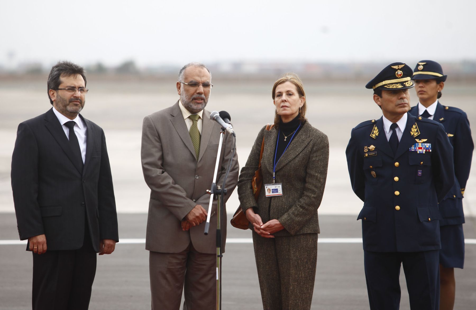CALLAO, PERÚ-SETIEMBRE 30. Llegada del Vice Primer Ministro de Gobierno y Jefe de la Delegación de Marruecos Saad Dina El Otmani quien fue recibido por el Premier Juan Jiménez. Foto:ANDINA/archivo