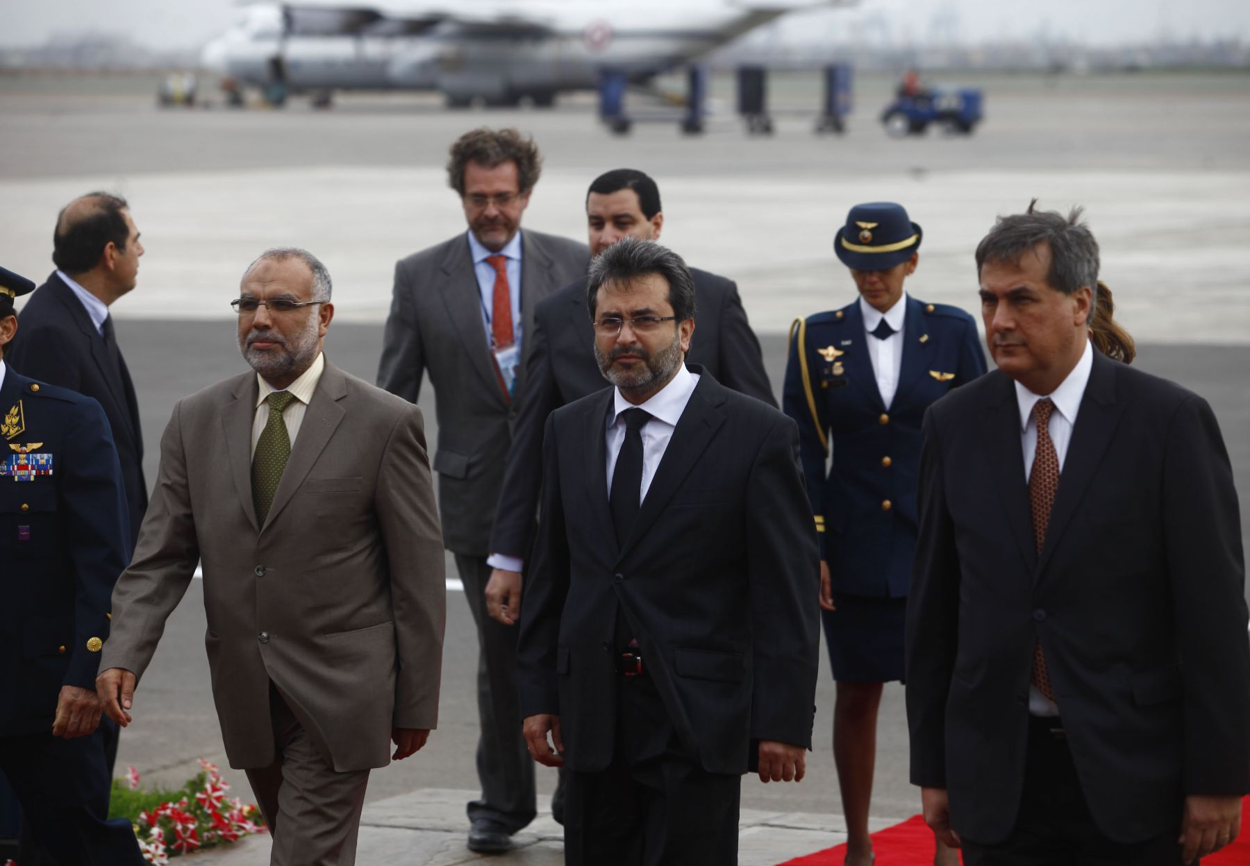 CALLAO, PERÚ-SETIEMBRE 30. Llegada del Vice Primer Ministro de Gobierno y Jefe de la Delegación de Marruecos Saad Dina El Otmani quien fue recibido por el Premier Juan Jiménez. Foto:ANDINA/archivo