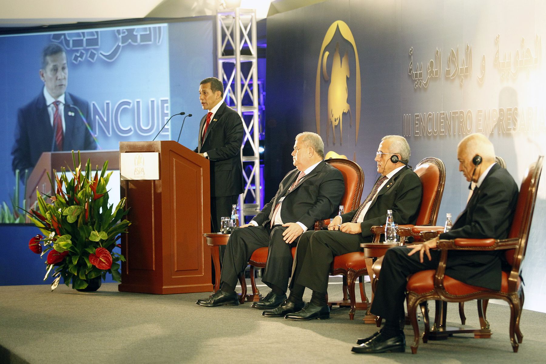 LIMA, PERÚ – OCTUBRE 1. Presidente Ollanta Humala inauguró el Tercer Encuentro Empresarial América del Sur y Países Árabes desarrollado en el Swissotel en el marco de la Tercera Cumbre ASPA. .Foto: ANDINA/Prensa Presidencia