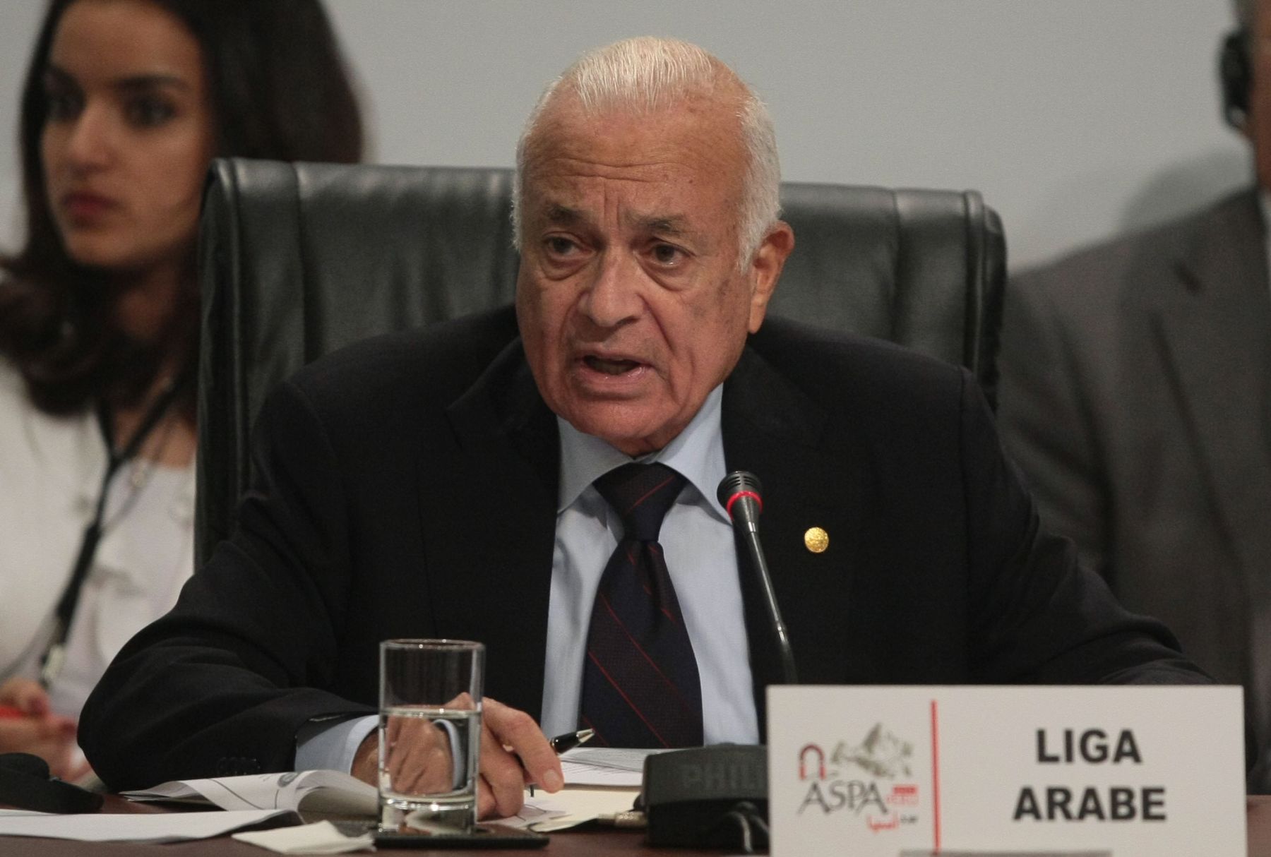 Perú 01 de Octubre.Intervención del Secretario General de la Liga de Estados Árabes, Nabil El Araby en el marco de la Cumbre de Jefes de Estado y de Gobierno de América del Sur-Países Árabes (ASPA)Foto: ANDINA/Juan Carlos Guzmán Negrini.