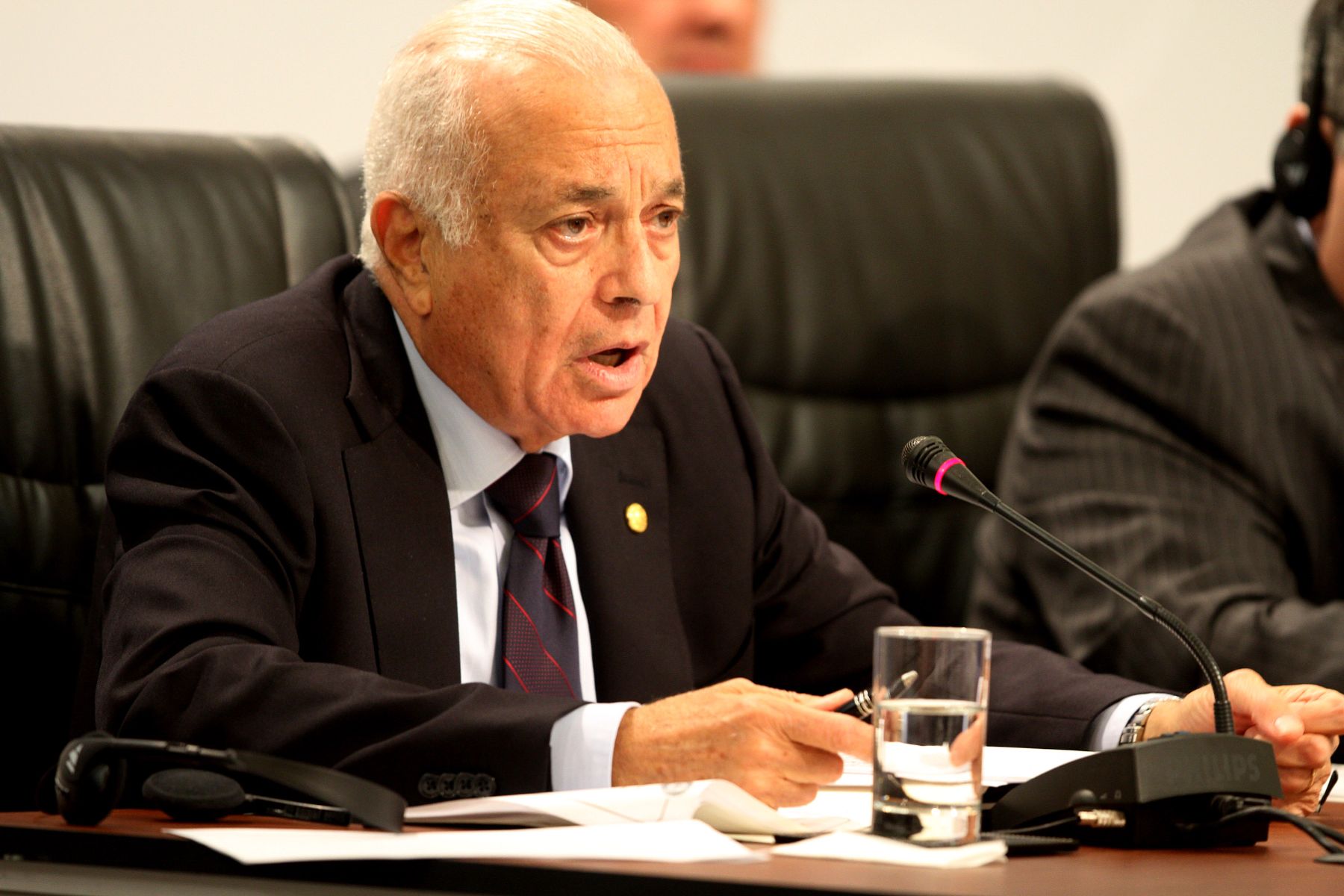 LIMA, PERU - OCTUBRE 01. Presidente de la Liga de Estados Árabes, Nabil El-Araby, durante la III Cumbre de America del Sur y Paises Arabes ASPA. Foto: ANDINA/Marco del Río