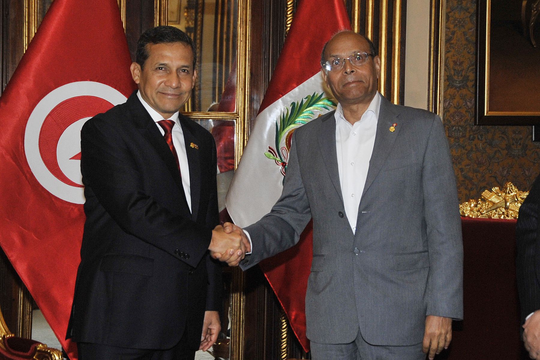 LIMA, PERU - OCTUBRE 01. Presidente Ollanta Humala, en reuniòn bilateral con el  Presidente de Tunez  Sr. Moncef Marsuki en el marco de la  III Cumbre de los Países de América del Sur y los Países Árabes (ASPA)
Foto Andina/Prensa Presidencia