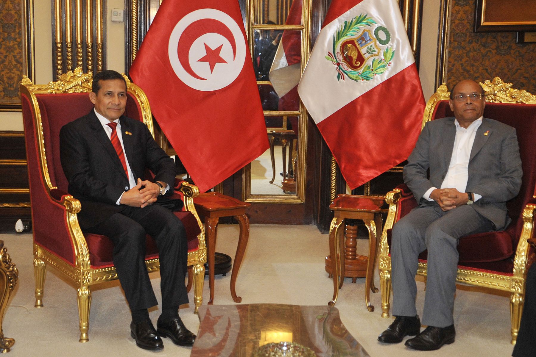 LIMA, PERU - OCTUBRE 01. Presidente Ollanta Humala, en reuniòn bilateral con el  Presidente de Tunez  Sr. Moncef Marsuki en el marco de la  III Cumbre de los Países de América del Sur y los Países Árabes (ASPA)
Foto Andina/Prensa Presidencia
