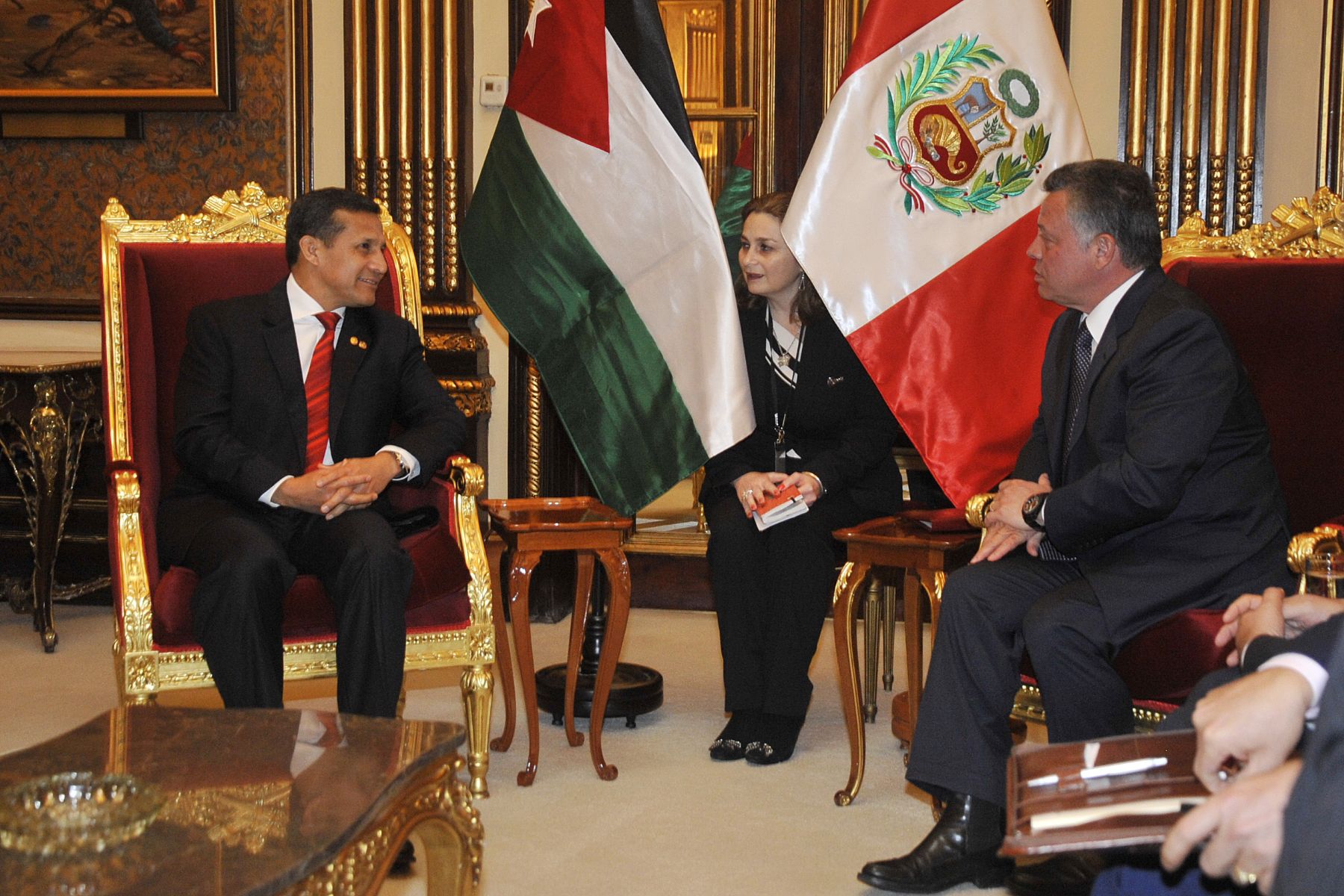 LIMA, PERU - OCTUBRE 01. Presidente Ollanta Humala, en reuniòn bilateral con el Rey de Jordania Abdullah Bin Alhussein; en el marco de la  III Cumbre de los Países de América del Sur y los Países Árabes (ASPA)
Foto Andina/Prensa Presidencia