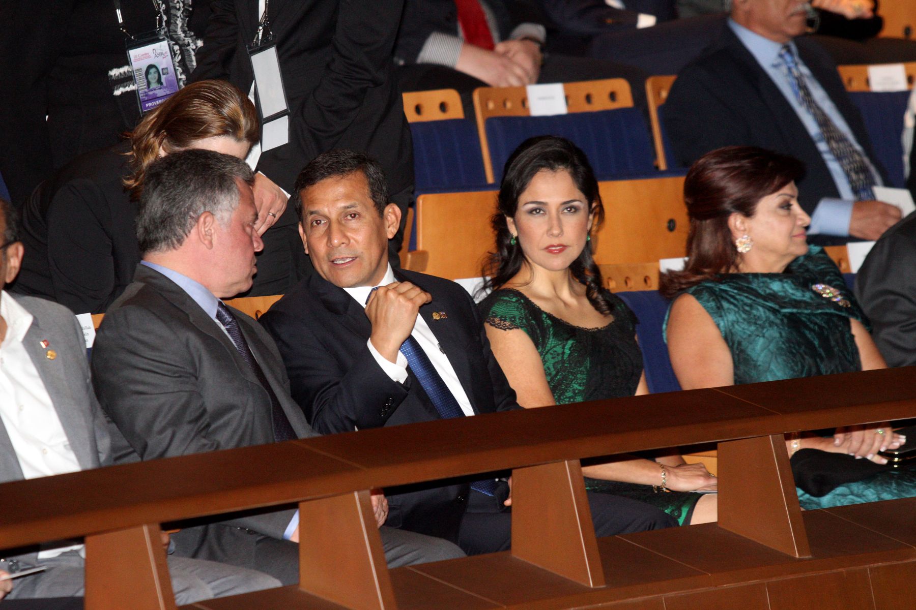 LIMA, PERU - OCTUBRE 01. Presidente Ollanta Humala y Primera Dama Nadine Heredia y Rey de Jordania durante ceremonia cultural en el Gran Teatro de Lima, Foto: ANDINA/Marco del Río