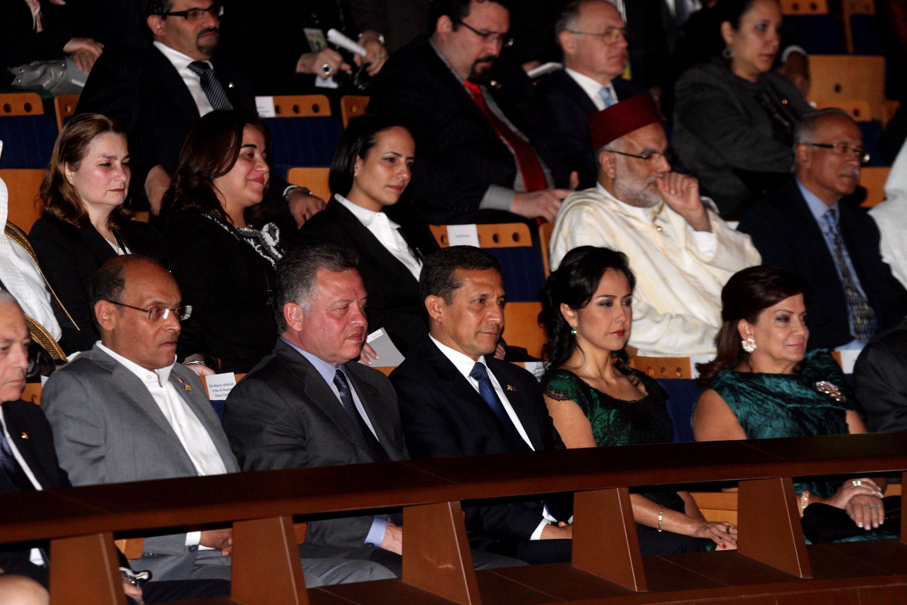 LIMA, PERU - OCTUBRE 01. Presidente Ollanta Humala y Primera Dama Nadine Heredia y Rey de Jordania durante ceremonia cultural en el Gran Teatro de Lima, Foto: ANDINA/Marco del Río
