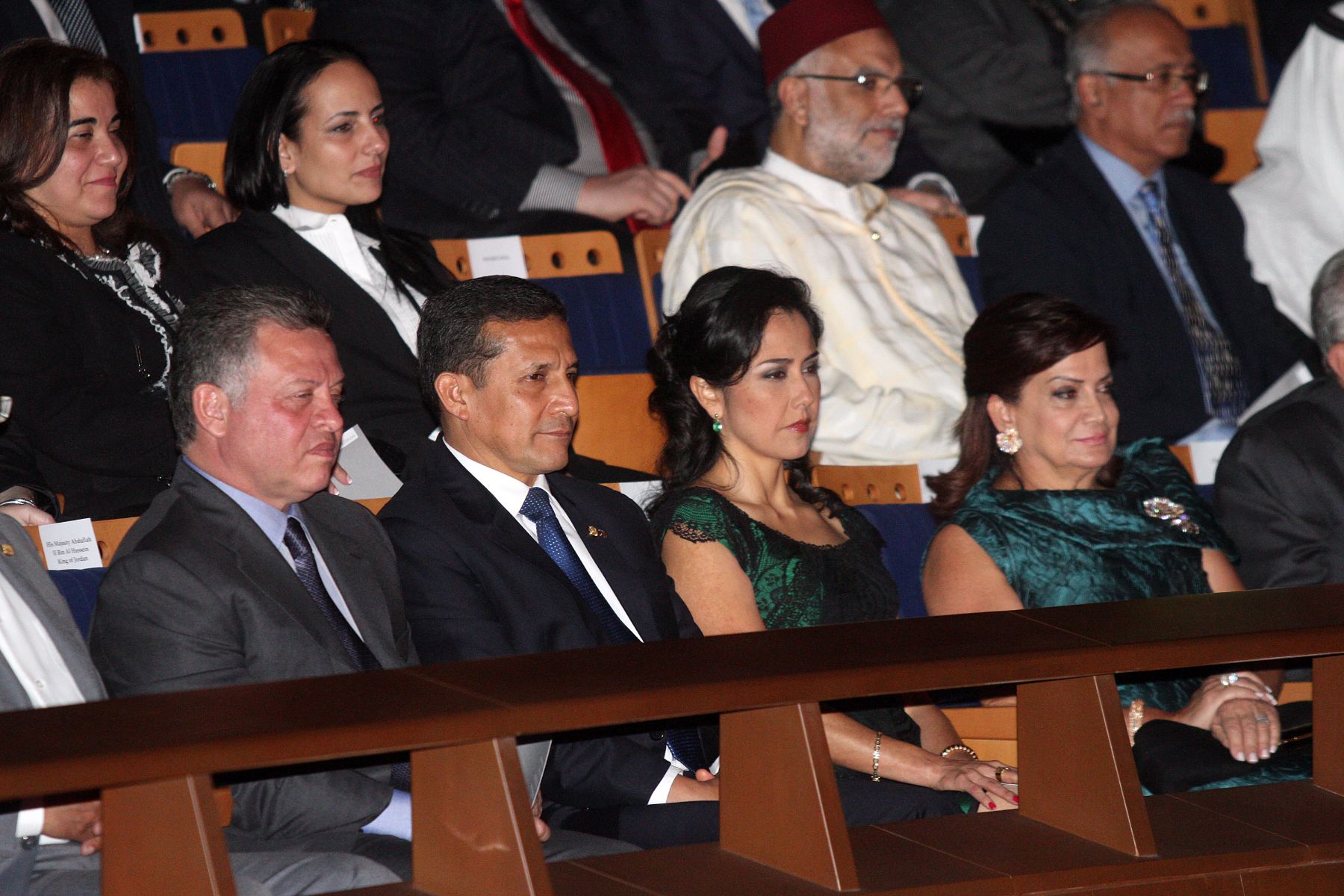 LIMA, PERU - OCTUBRE 01. Presidente Ollanta Humala y Primera Dama Nadine Heredia y Rey de Jordania durante ceremonia cultural en el Gran Teatro de Lima, Foto: ANDINA/Marco del Río