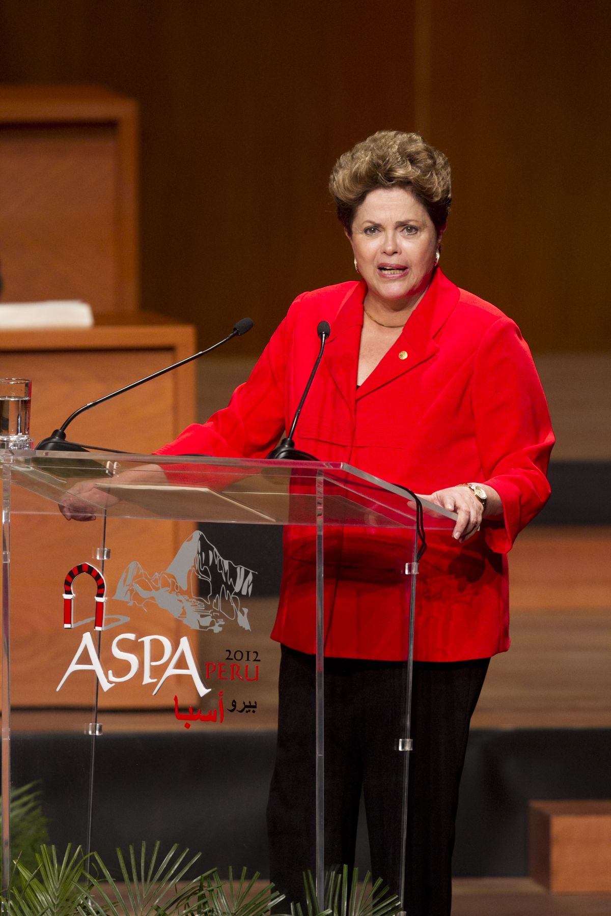 LIMA, PERU - OCTUBRE 02. Presidente de Brasil Dilma Rousseff  durante la inauguracion de la III Cumbre de Jefes de Estado y de Gobierno ASPA.Foto: ANDINA/Marco del Río