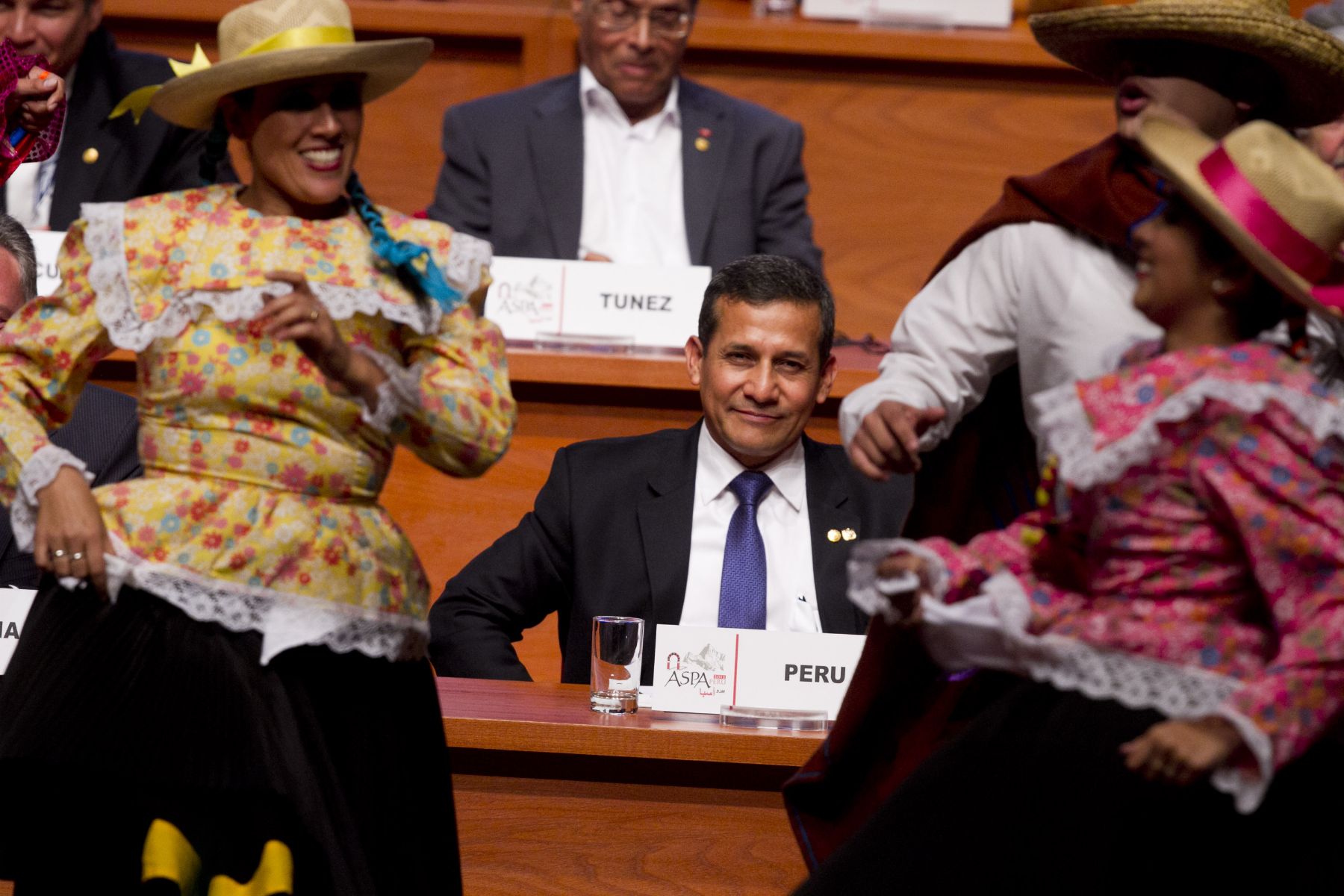 LIMA, PERU - OCTUBRE 02. Presidente del Peru Ollanta Humala durante la inauguracion de la III Cumbre de Jefes de Estado de America del Sur y Paises Arabes ASPA. Foto: ANDINA / MArco del Rio