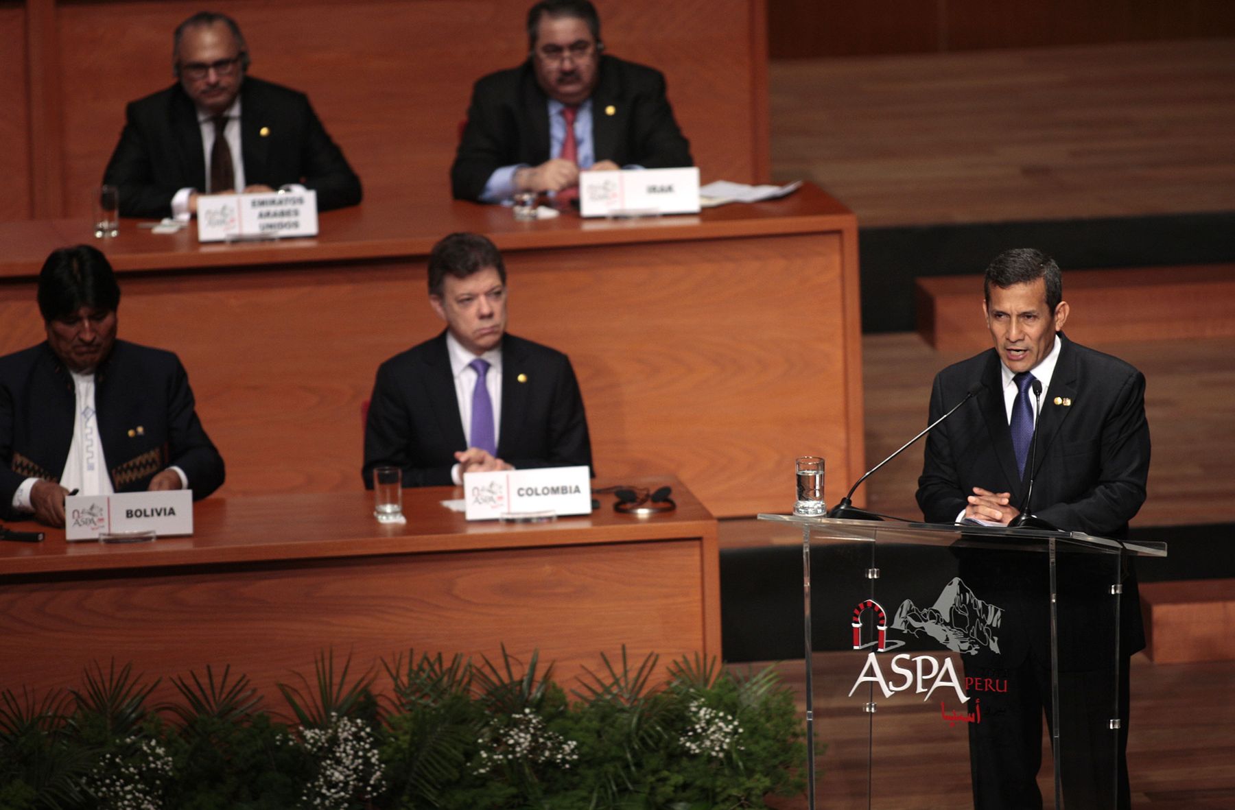 LIMA, PERU - OCTUBRE 02. Presidente Ollanta Humala inaugura la III Cumbre de Jefes de Estado y de Gobierno ASPA.Foto: ANDINA/Carlos Lezama