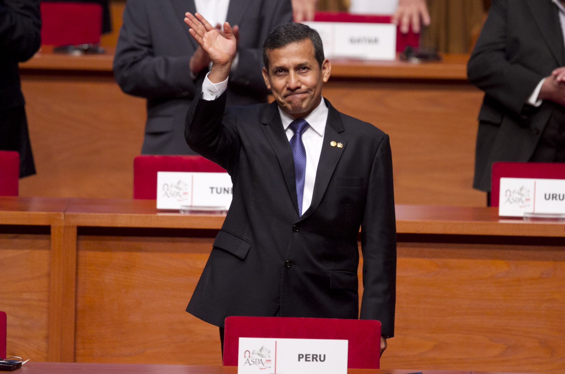 LIMA, PERU - OCTUBRE 02. Presidente del Peru Ollanta Humala durante la inauguracion de la III Cumbre de Jefes de Estado de America del Sur y Paises Arabes ASPA. Foto: ANDINA / MArco del Rio