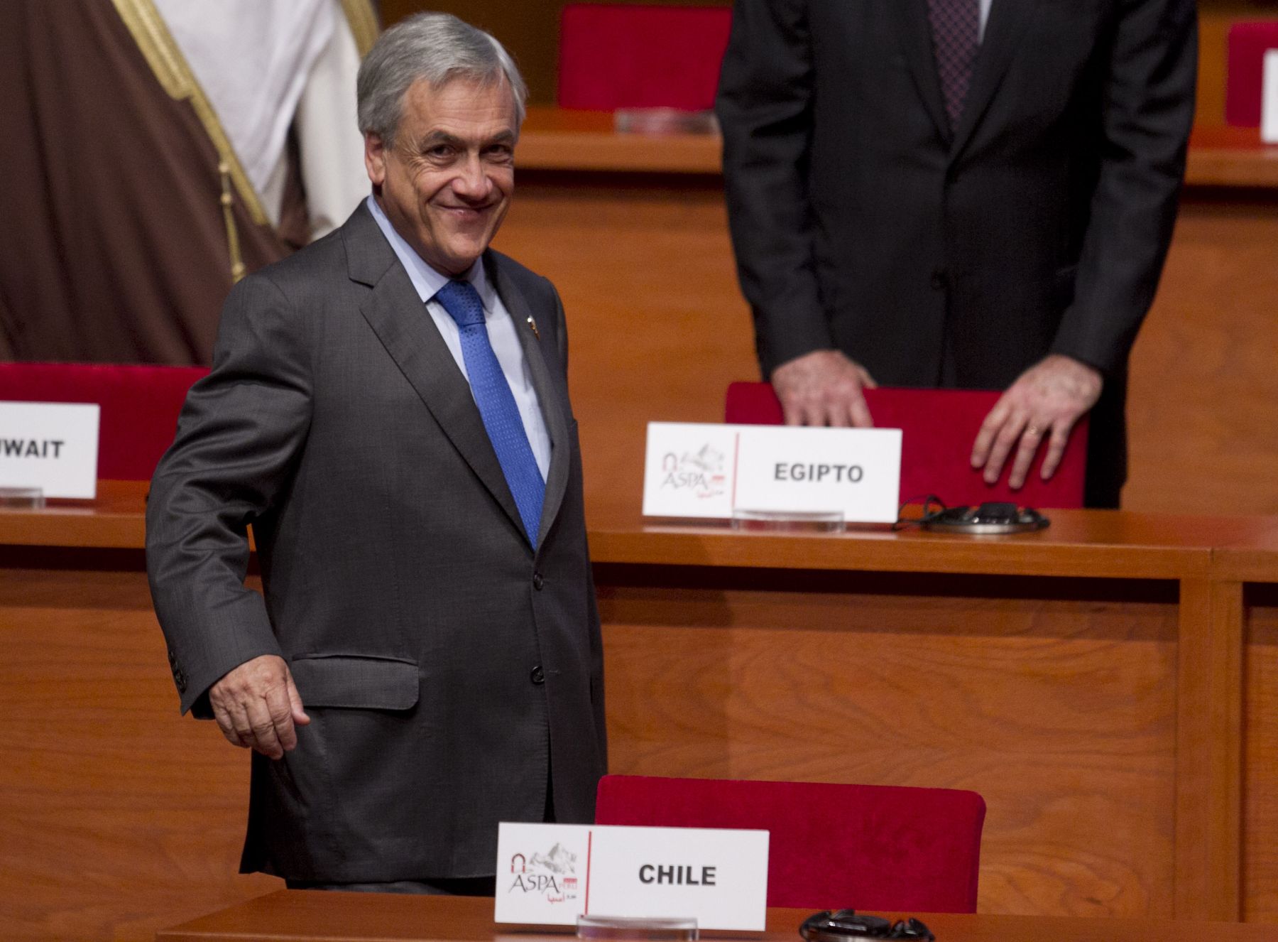 LIMA, PERU - OCTUBRE 02. Presidente de Chile Sebastian Piñera  durante la inauguracion de la III Cumbre de Jefes de Estado de America del Sur y Paises Arabes ASPA. Foto: ANDINA / MArco del Rio