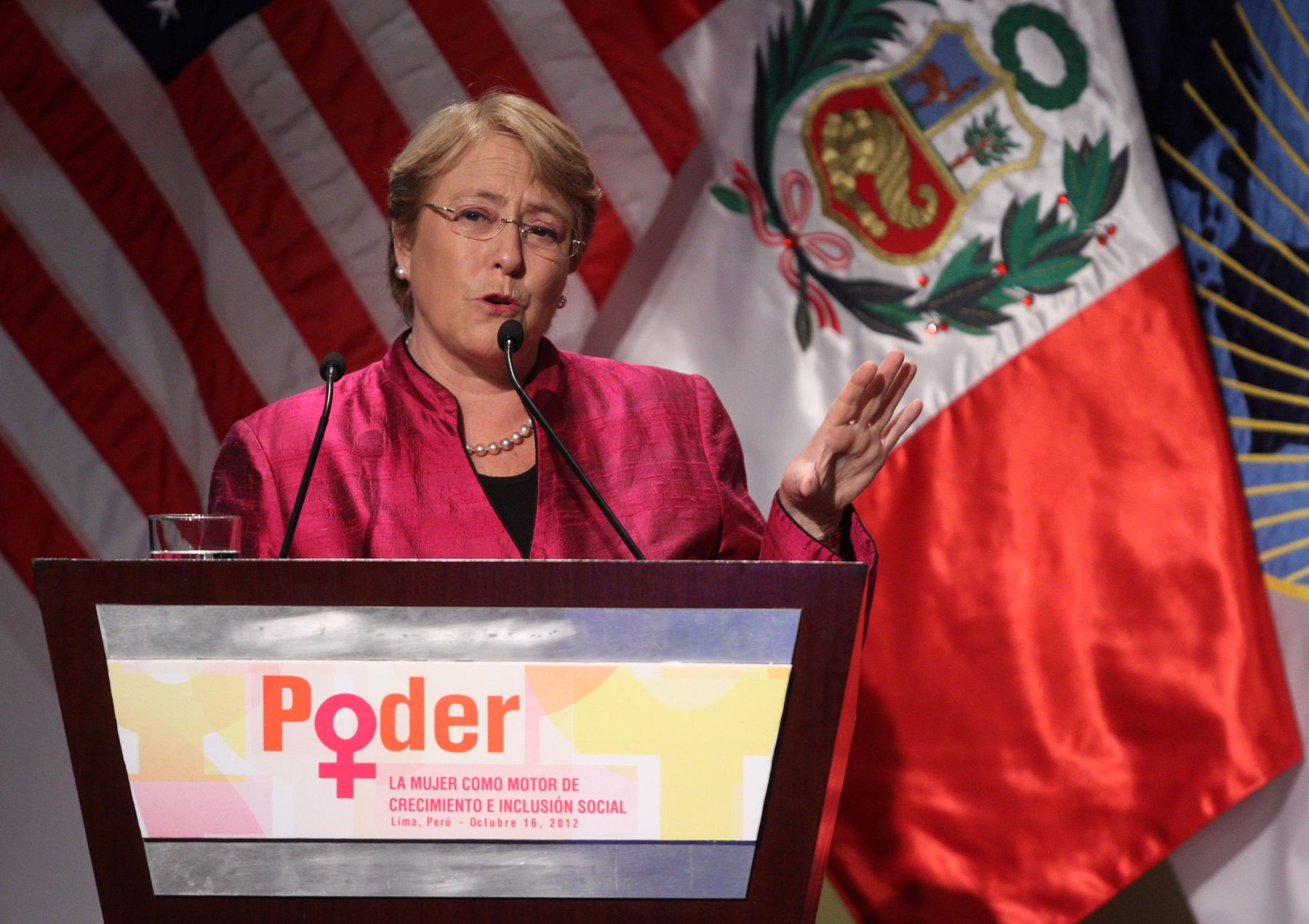 LIMA, PERU - OCTUBRE 16. Directora Ejecutiva ONU Mujeres Michelle Bachelet durante Conferencia La Mujer como motor de crecimiento e inclusion social.Foto: ANDINA/Marco del Río