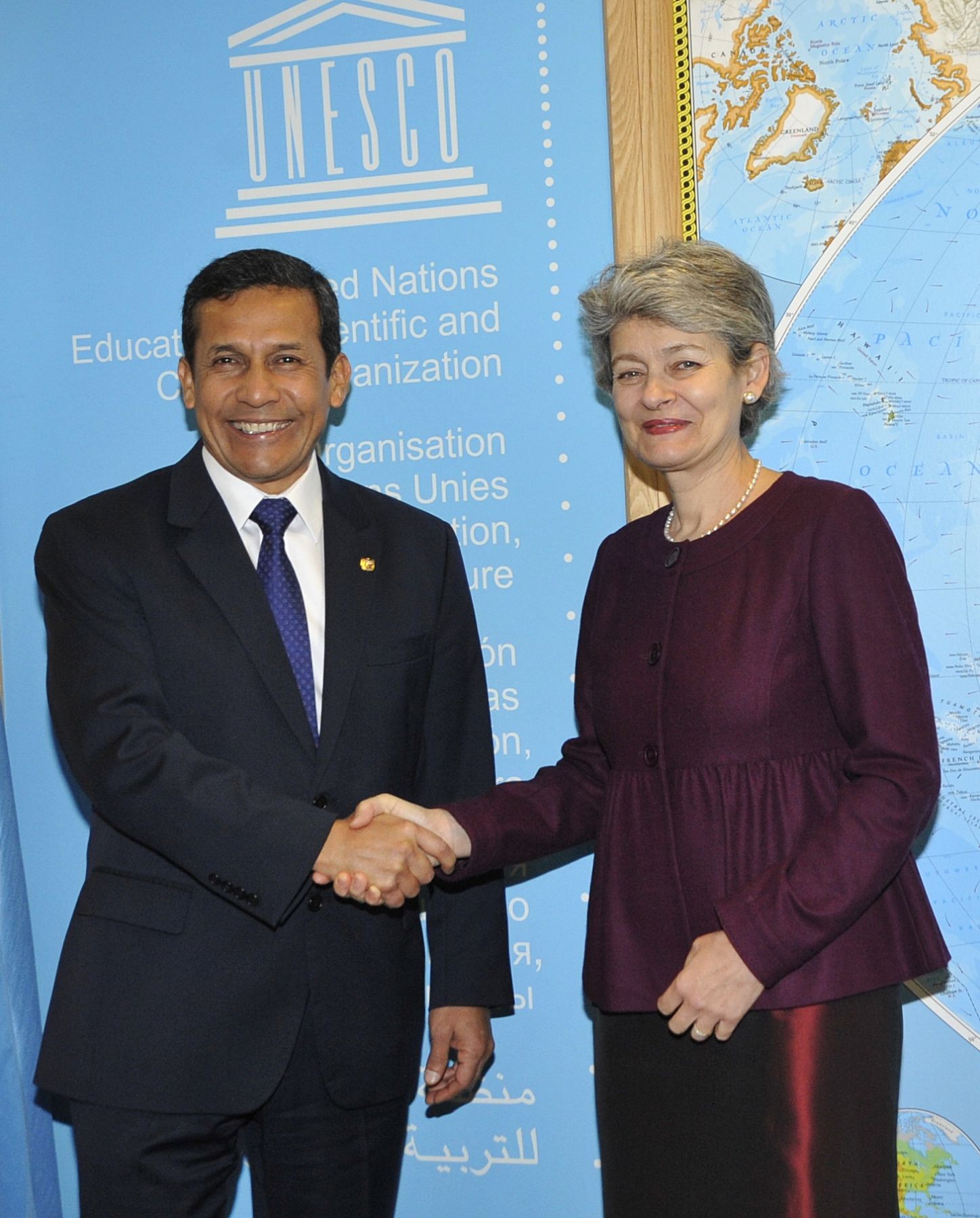 PARIS,FRANCIA-NOVIEMBRE 16. Encuentro del  Presidente Ollanta Humala  Tasso  y Sra. Irina Bokova Directora General de la UNESCO.
Foto : ANDINA/Prensa Presidencia