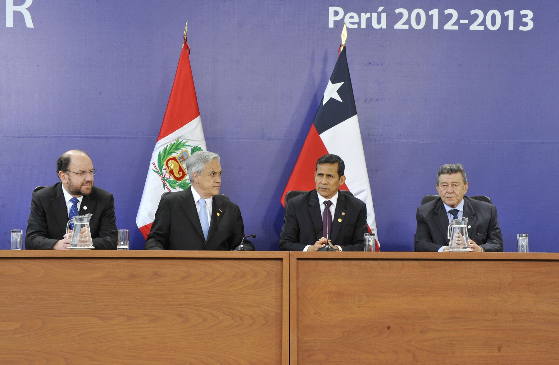 LIMA,PERU-NOVIEMBRE 30. Presidentes de Perú y Chile, Ollanta Humala y Sebastian Piñera, emitieron declaración conjunta sobre diferendo marítimo.
Foto:ANDINA/Prensa Presidencia