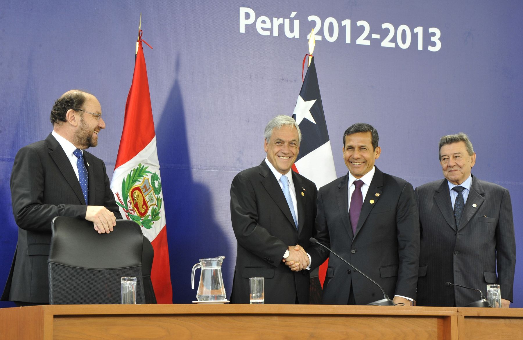 LIMA,PERU-NOVIEMBRE 30. Presidentes de Perú y Chile, Ollanta Humala y Sebastian Piñera, emitieron declaración conjunta sobre diferendo marítimo.
Foto:ANDINA/Prensa Presidencia