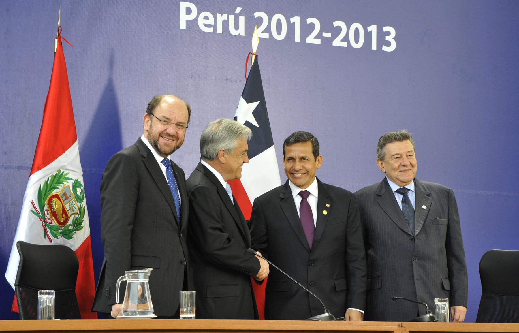 LIMA,PERU-NOVIEMBRE 30. Presidentes de Perú y Chile, Ollanta Humala y Sebastian Piñera, emitieron declaración conjunta sobre diferendo marítimo.
Foto:ANDINA/Prensa Presidencia
