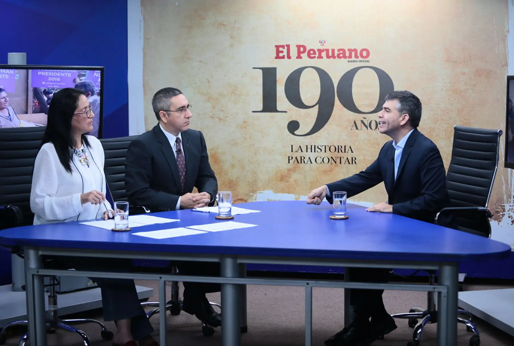 LIMA,PERÚ-ENERO 07.Julio Guzmán Candidato presidencial por "Todos por el Perú" y Daniel Mora en el programa de Andina Canal Online. Foto: ANDINA/Carlos Lezama