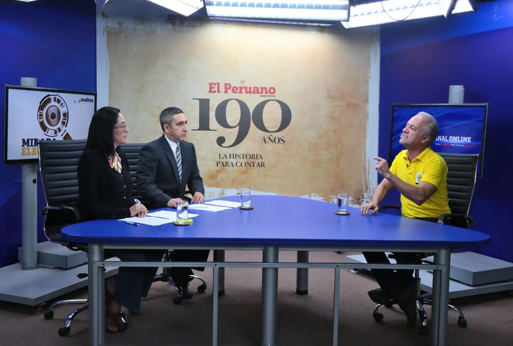 LIMA, PERÚ - ENERO 14.Candidato a la presidencia de Solidaridad Nacional, Hernando "Nano" Guerra García se presenta en programa "Mirada Electoral 2016" de Andina Canal Online.Foto: ANDINA/ Carlos Lezama