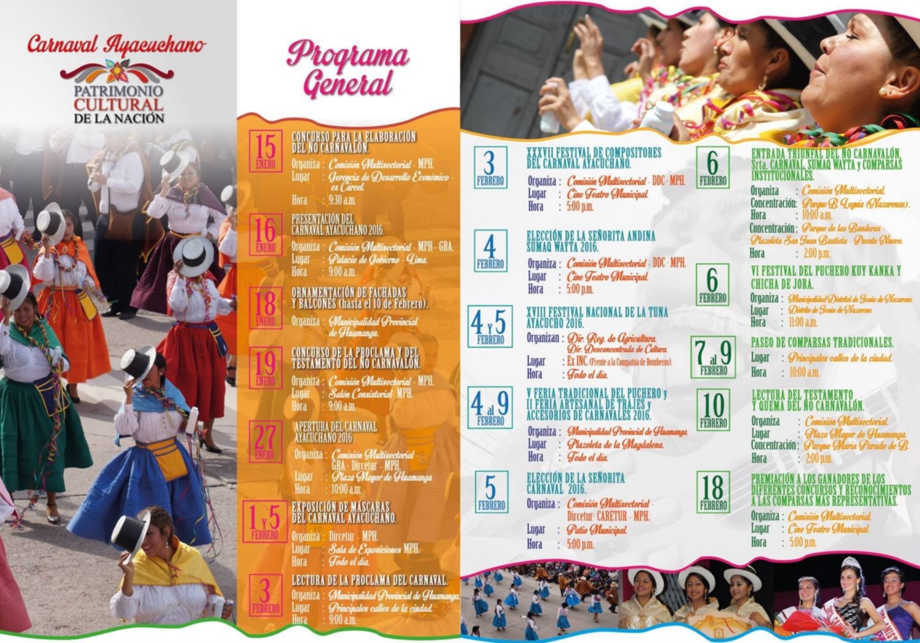 Programa del Carnaval Ayacuchano 2016