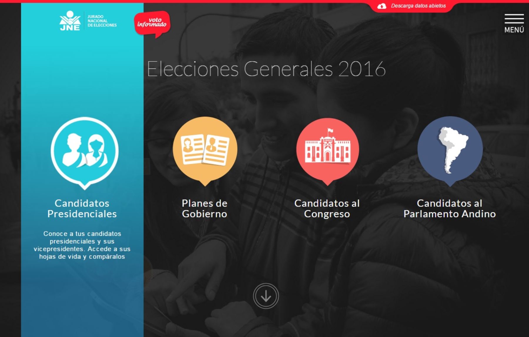 Página web del JNE, www.votoinformado.pe