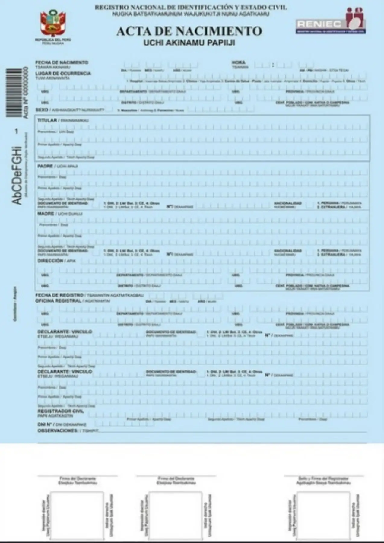 El Registro Nacional de Identificación y Estado Civil (Reniec) amplió desde hoy el servicio de Registro Civil Bilingüe para los peruanos cuya lengua originaria es el wampis, lo que beneficiará a más de 10,000 personas en los departamentos de Amazonas y Loreto.