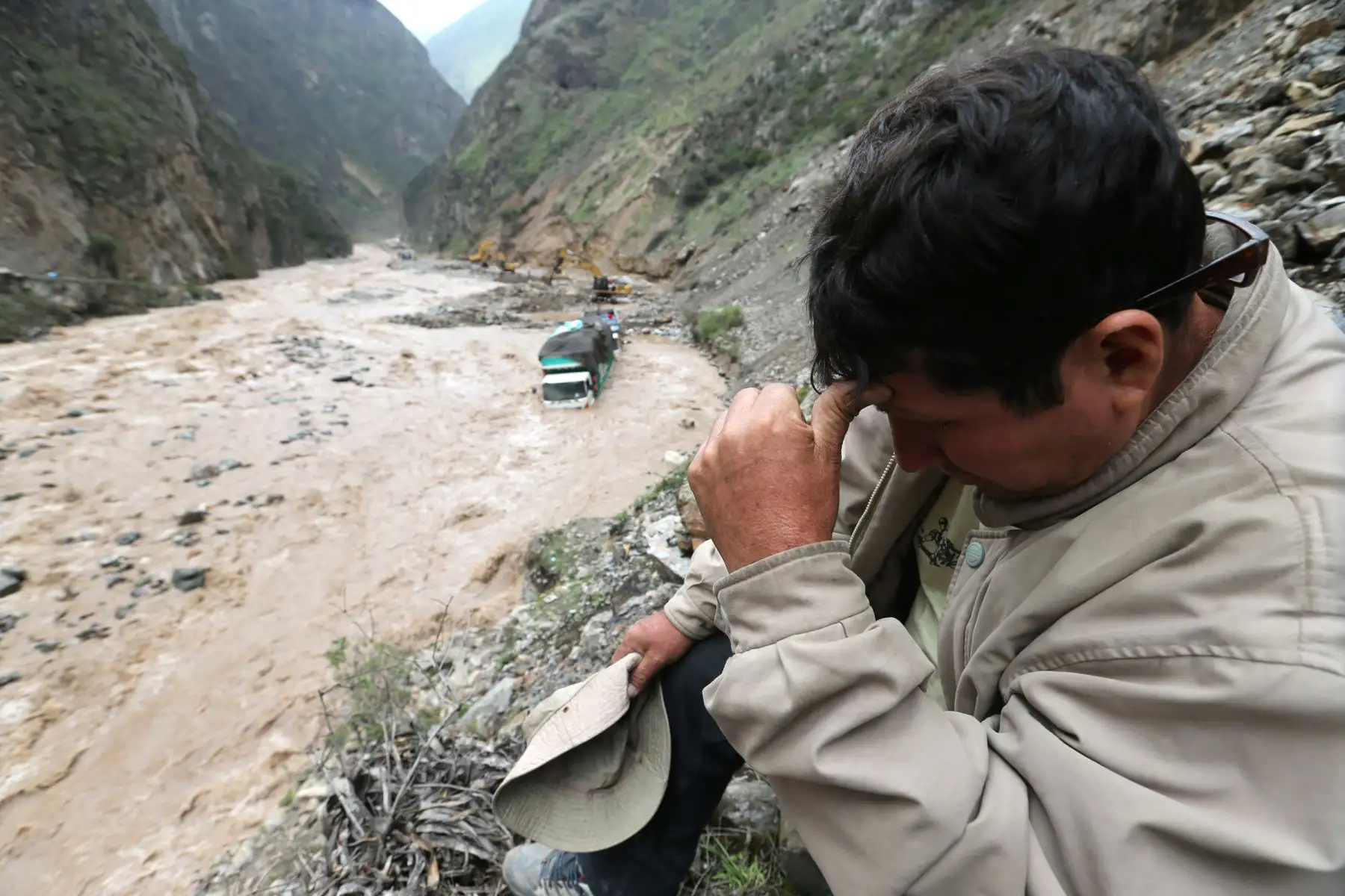 LIMA,PERÚ-MARZO 01 .  Desborde del rio Rimac en Chacahuari ,carretera central. Foto: ANDINA/Norman Córdova