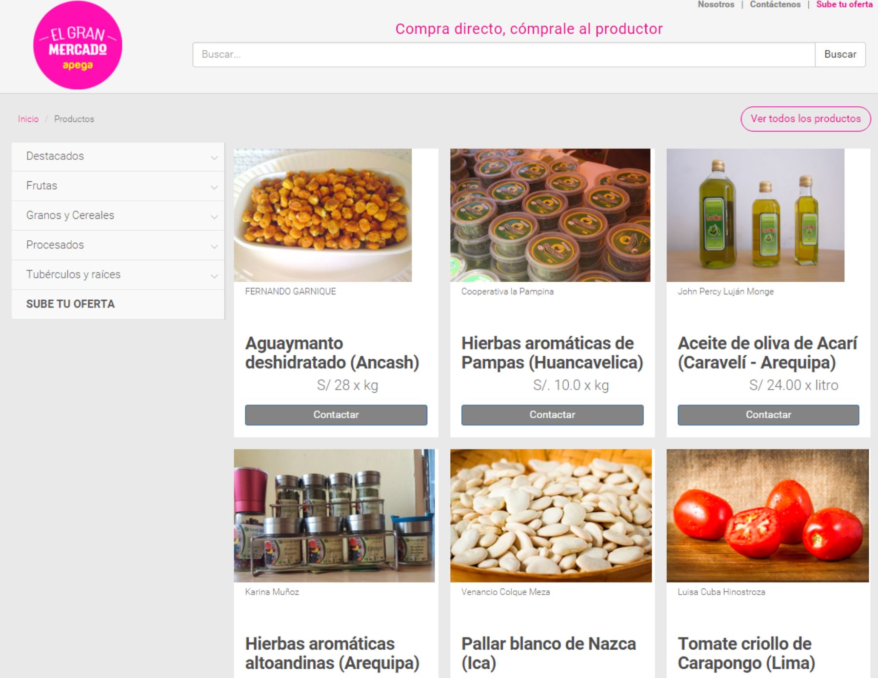 A través de portal web El Gran Mercado, agricultores pueden vender directamente sus productos. Foto: Andina