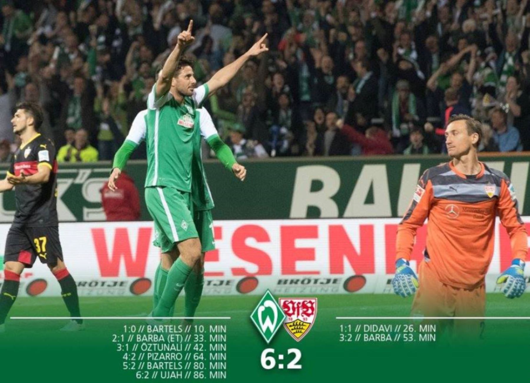 Werder Bremen apabulló 6-2 al Stuttgart por la fecha 32 de la Bundesliga. Foto: Facebook.
