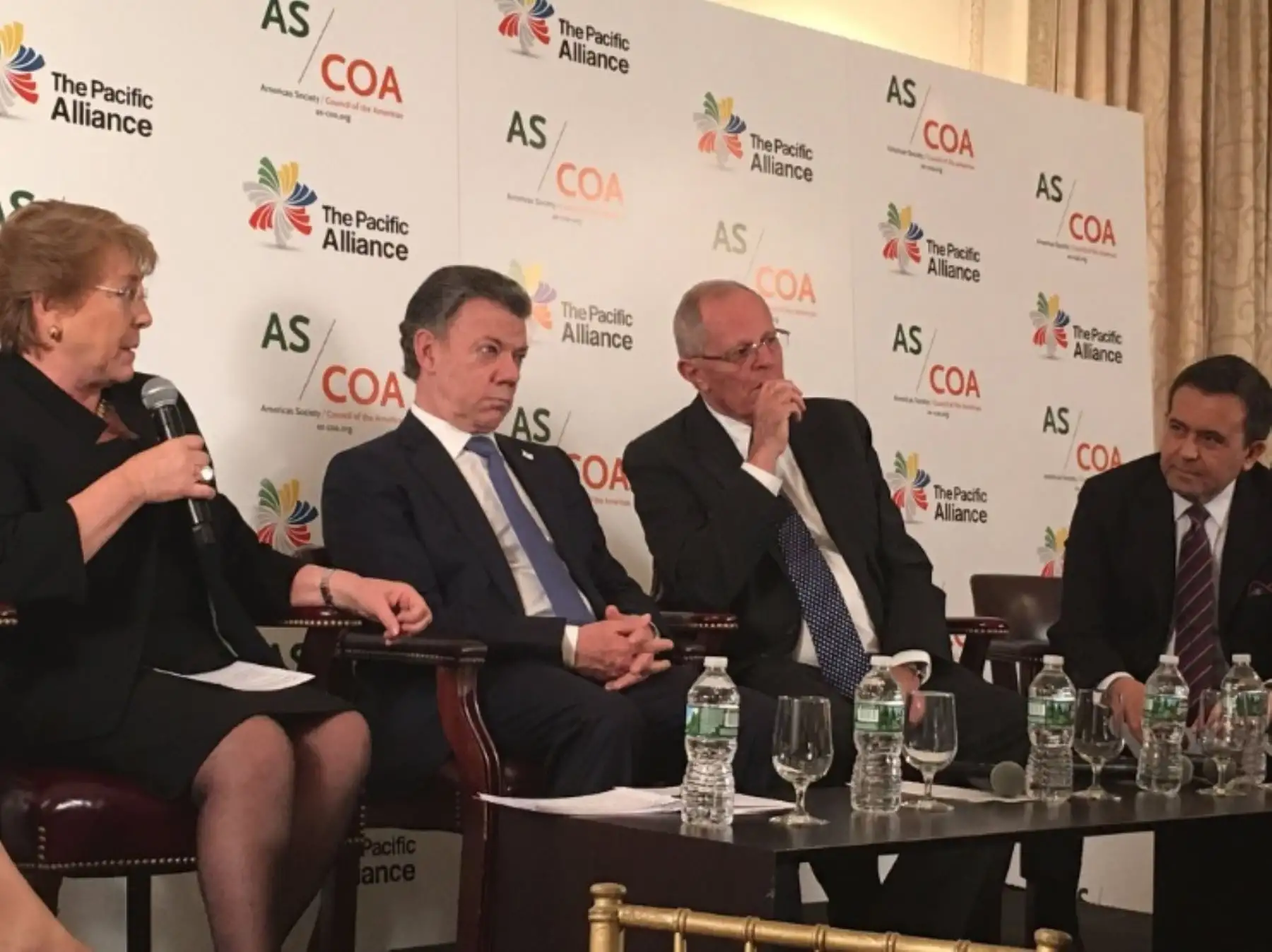 Los presidentes de Perú, Chile y Colombia, junto al ministro de Economía mexicano, participaron en un foro sobre la Alianza del Pacífico en Nueva York.